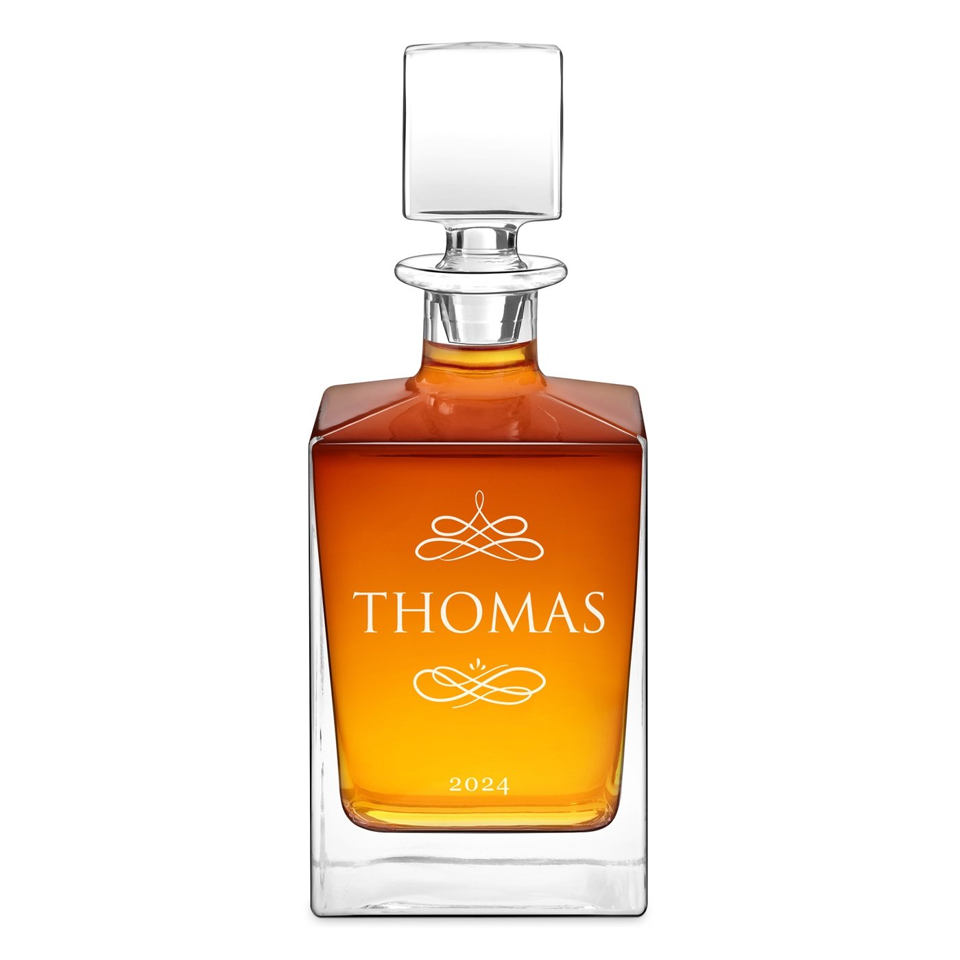 Murrano Cube Whisky Carafe with Personalized Engraving