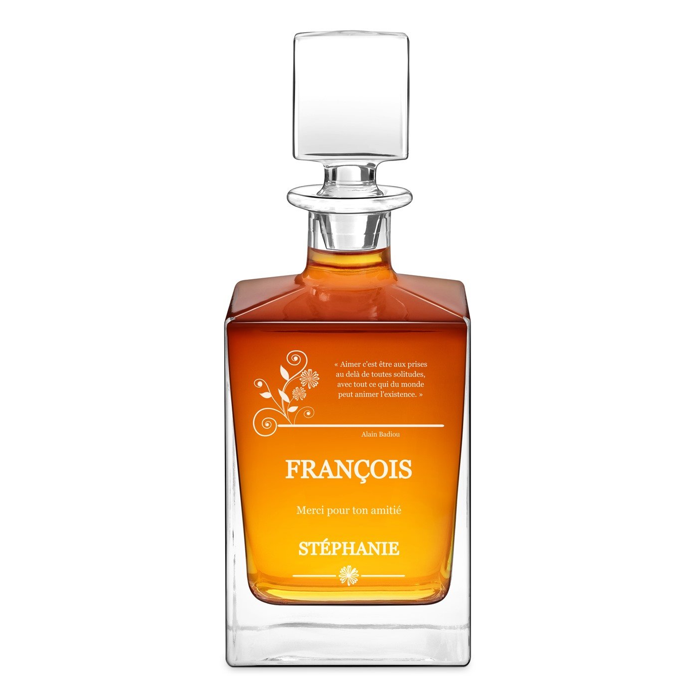 Decantador de whisky Murrano Cube con grabación - Agradecimiento para él