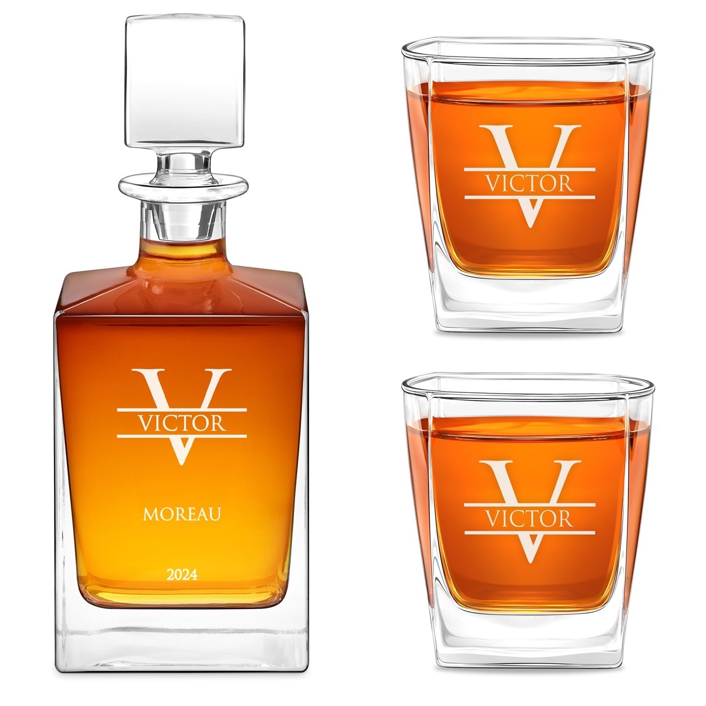 Set de decantador de whisky Murrano con cubo y 2 vasos para el aniversario de un hombre