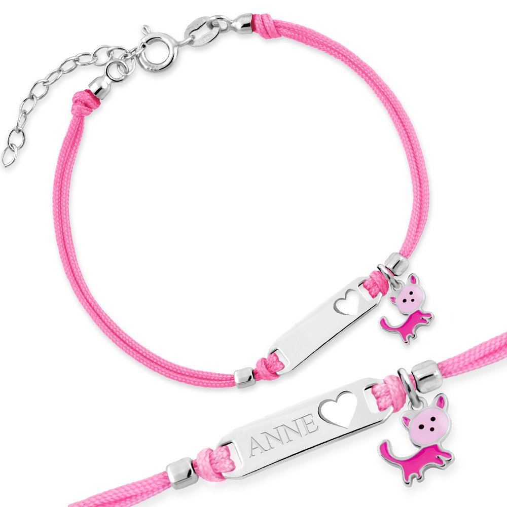 Pulserá de cordón de plata 925 grabada para nieta