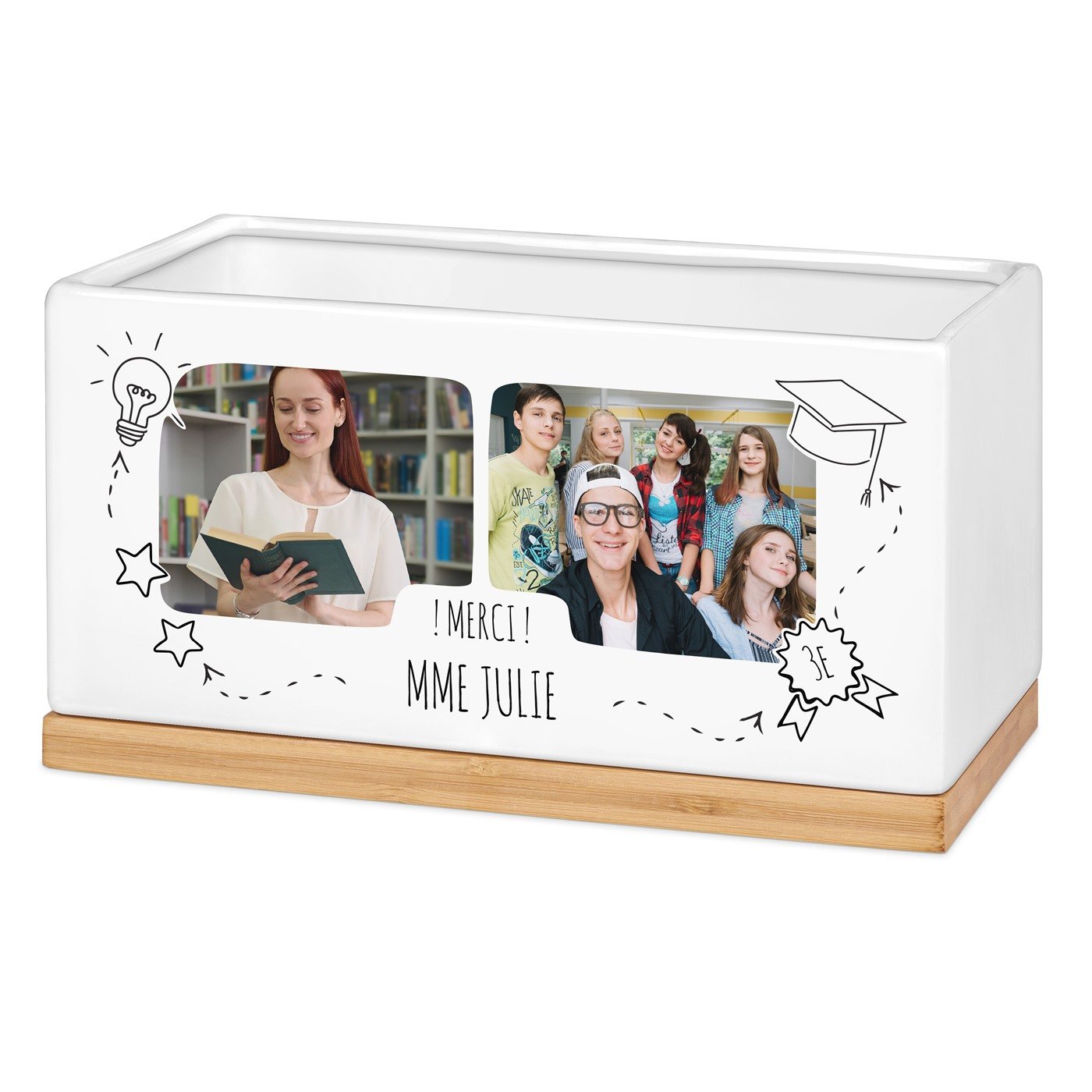 Murrano Rectangular Ceramic Flower Pot with Personalized Photo for Teacher