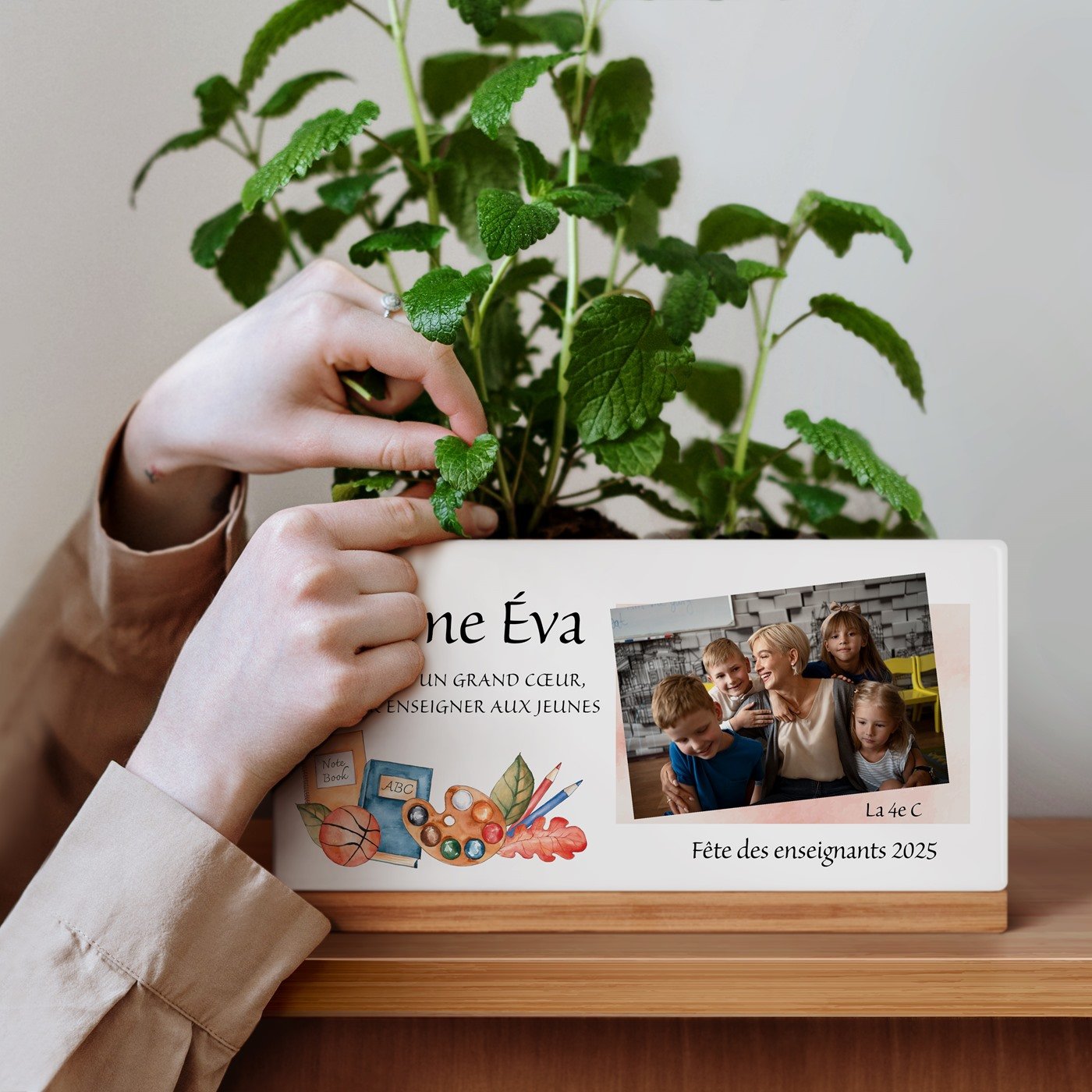 Murrano Ceramic Rectangular Flower Pot with Personalized Photo for Teachers' Day