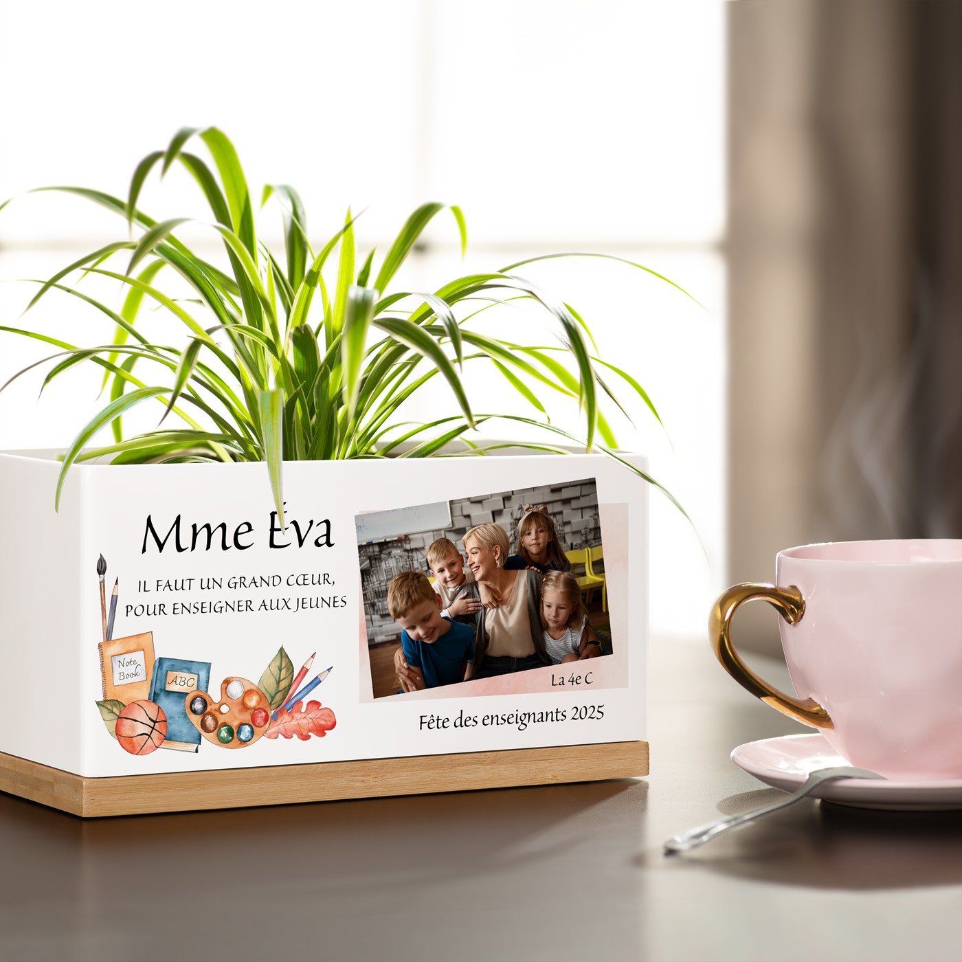 Murrano Ceramic Rectangular Flower Pot with Personalized Photo for Teachers' Day