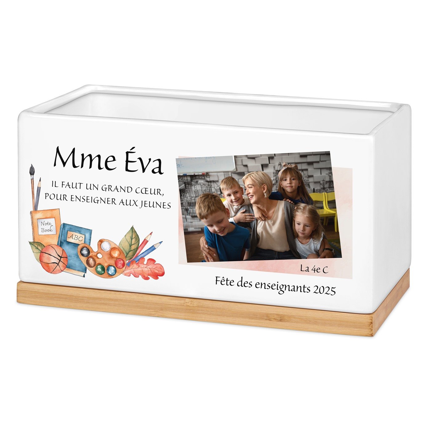 Murrano Ceramic Rectangular Flower Pot with Personalized Photo for Teachers' Day