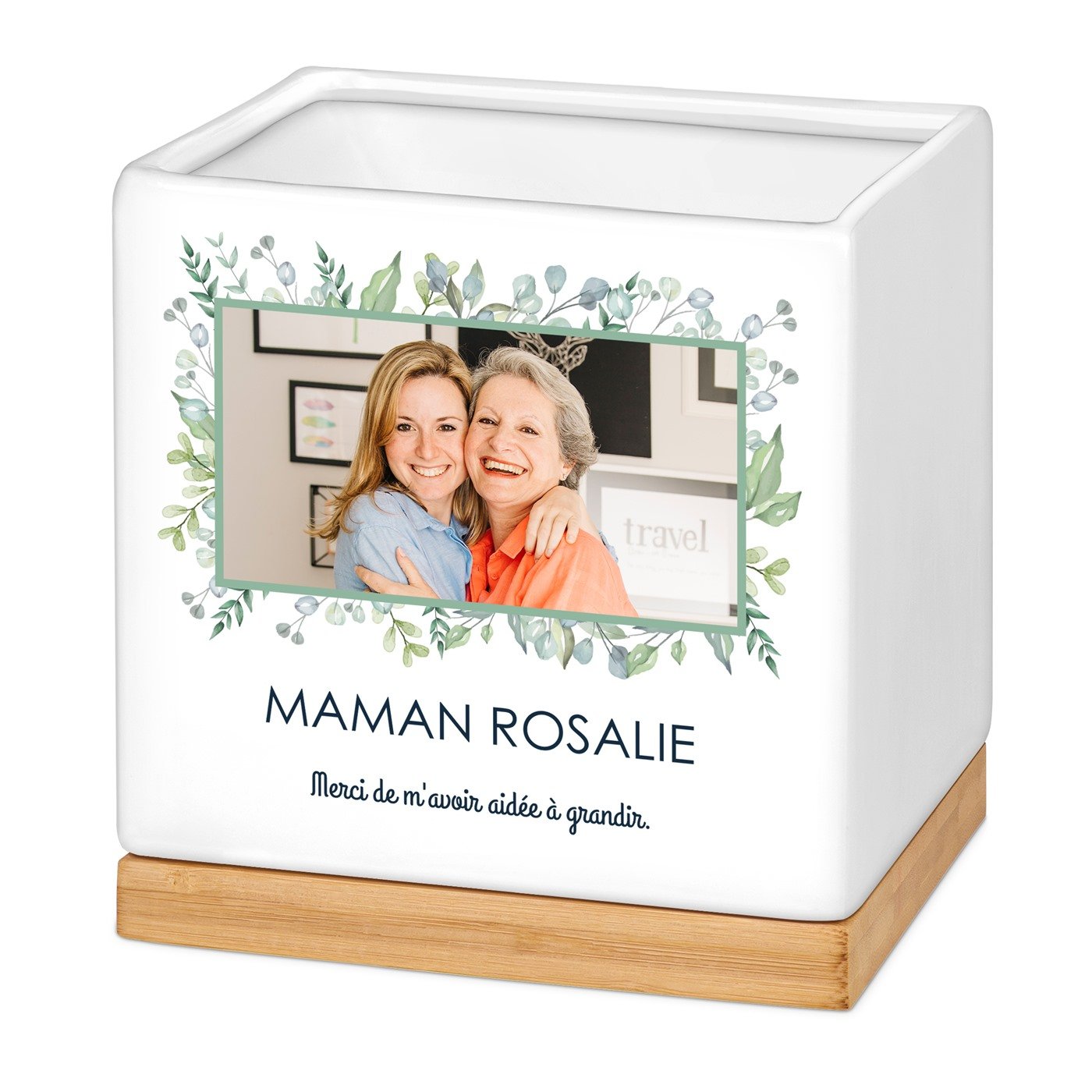 Maceta cuadrada de cerámica Murrano con foto personalizada para el Día de la Madre