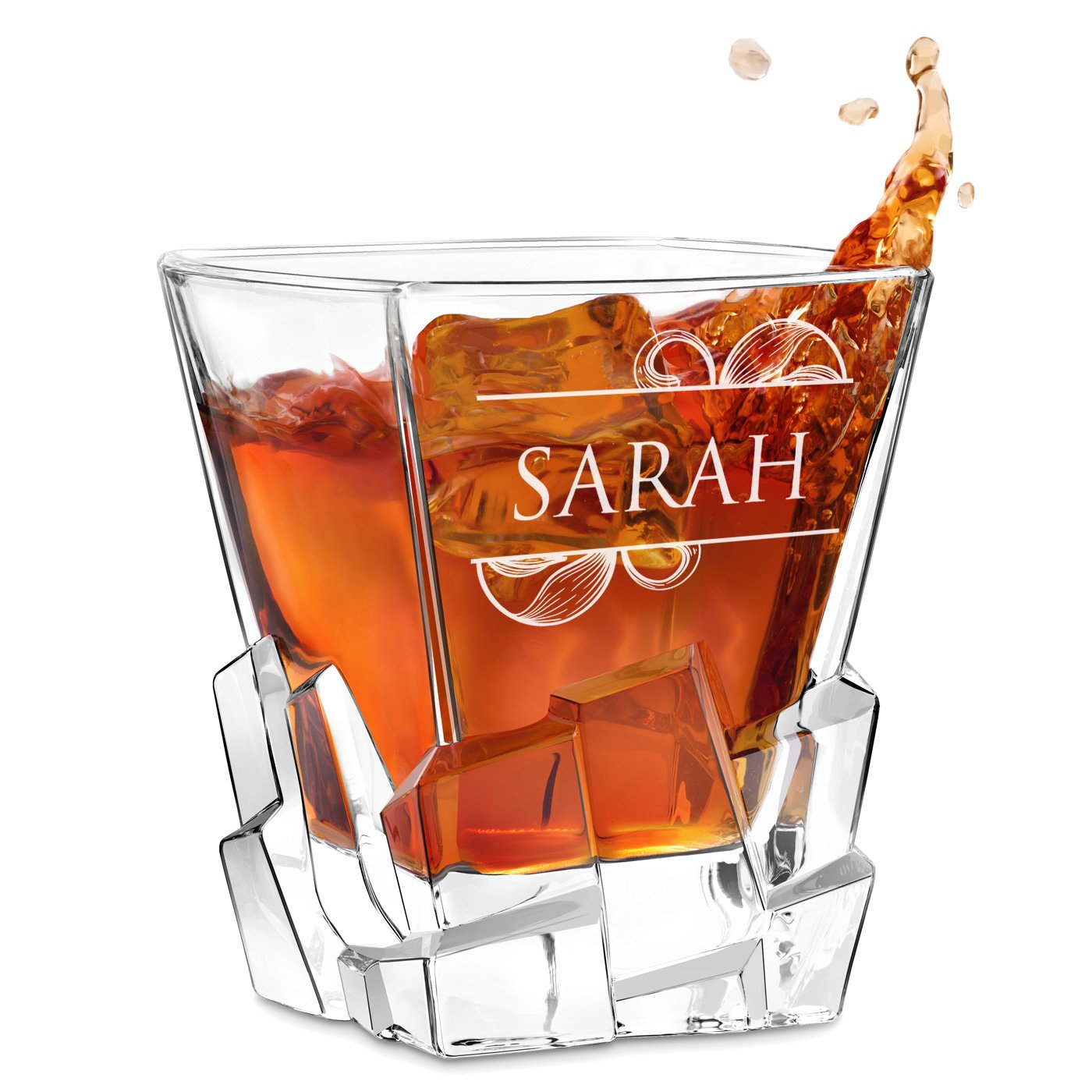Vaso de whisky Murrano Ice Blink para mujer con grabado personalizado