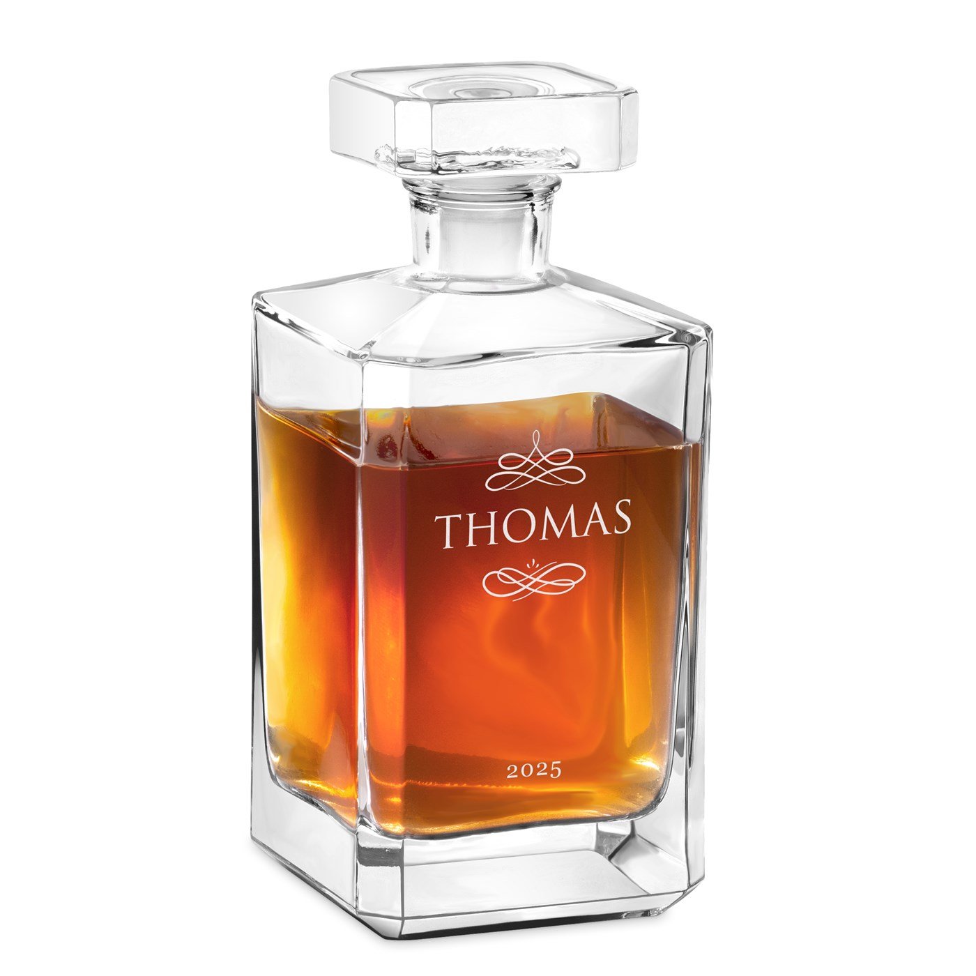 Carafas de bourbon Murrano con grabado personalizado
