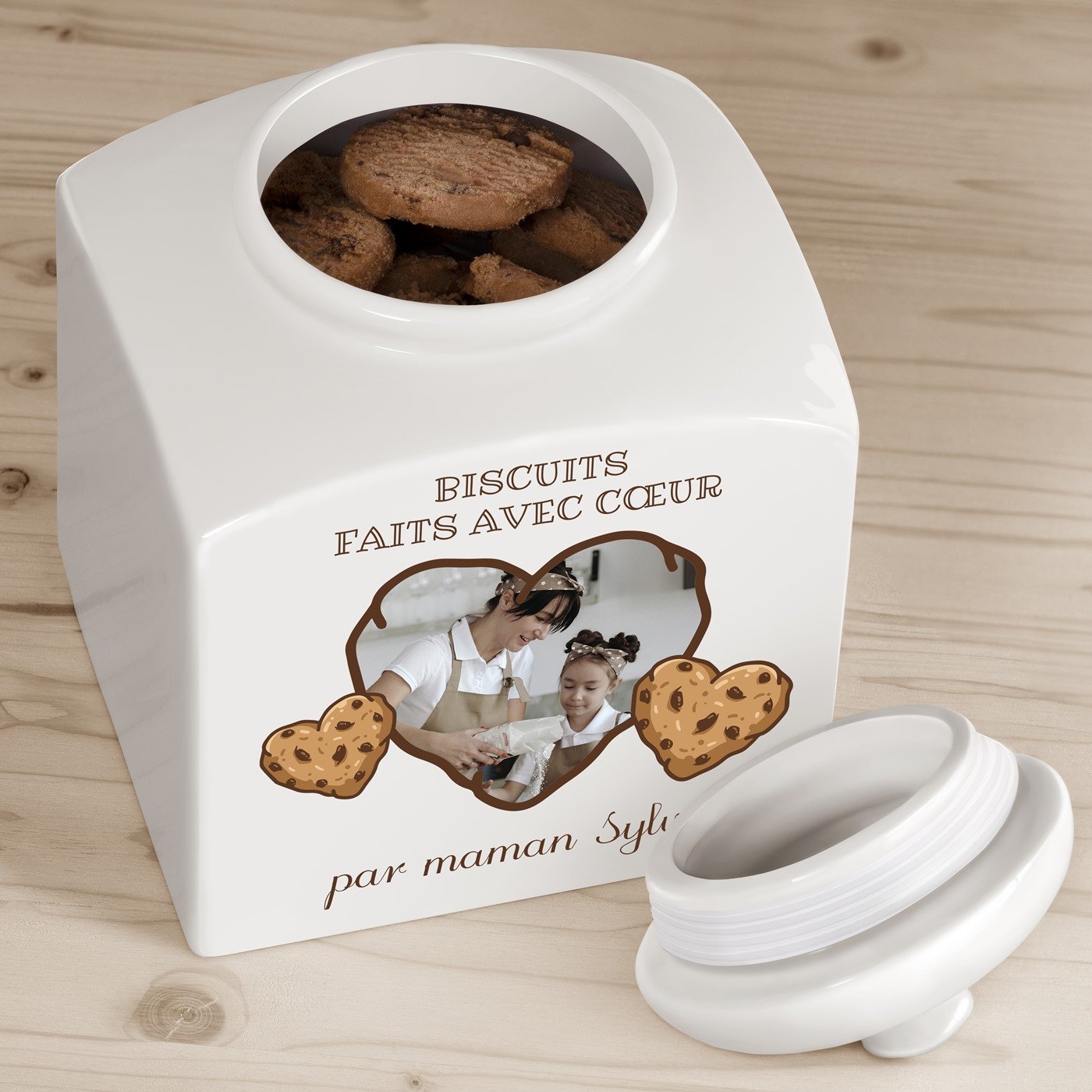 Murrano Ceramic Cookie Jar with Personalized Photo for Mom