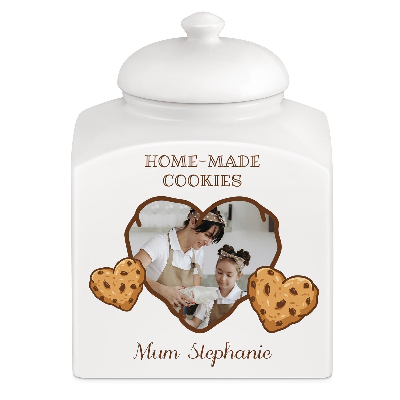 Murrano Ceramic Cookie Jar with Personalized Photo for Mom
