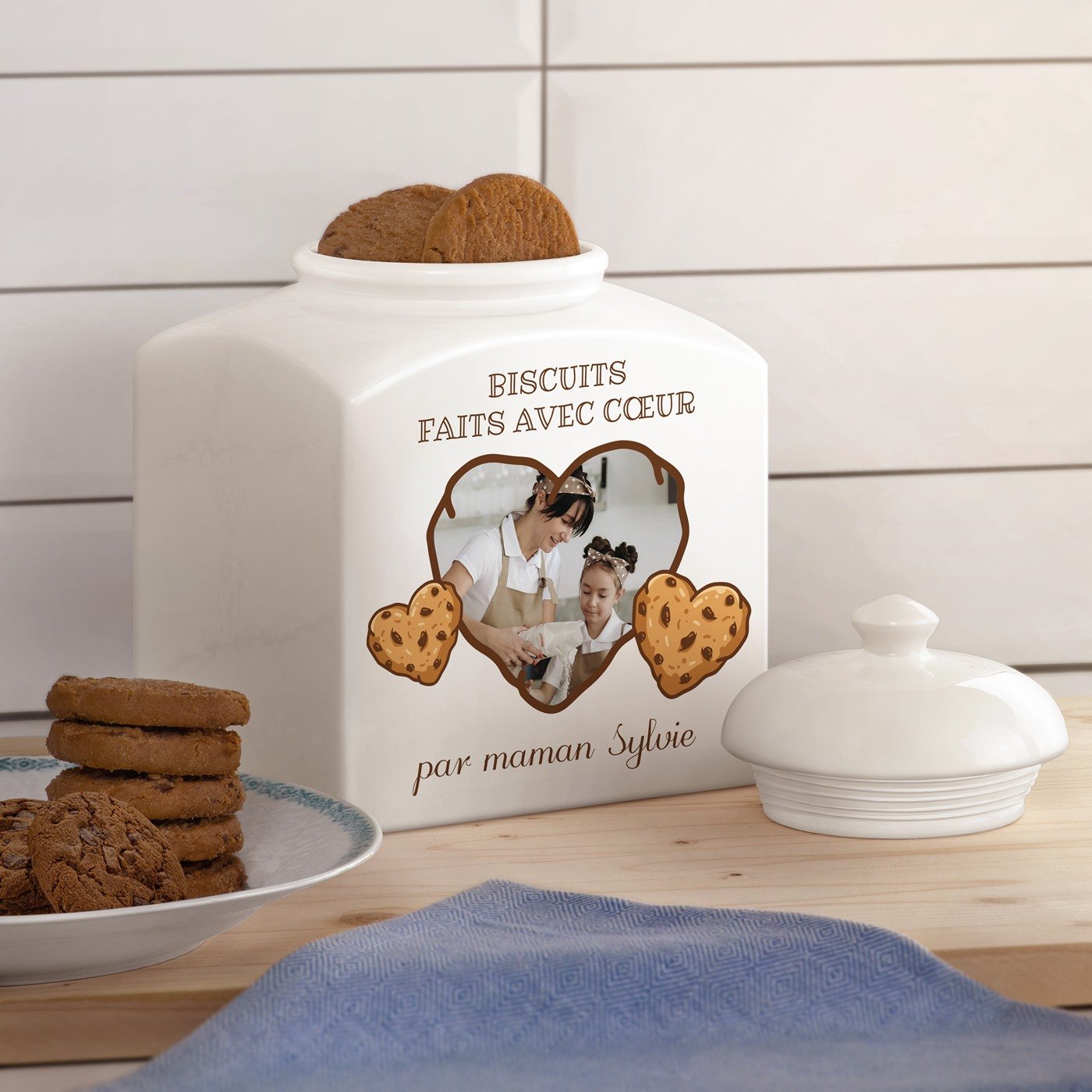 Murrano Ceramic Cookie Jar with Personalized Photo for Mom