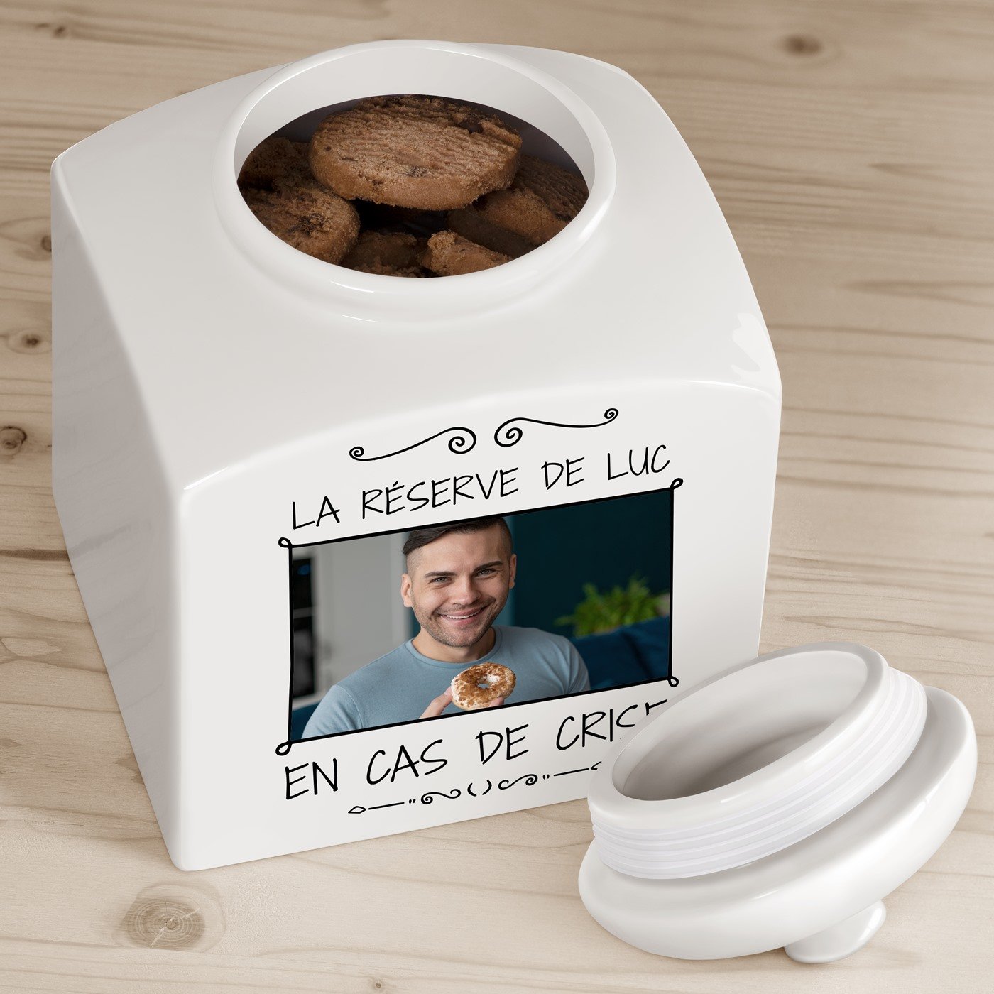 Murrano Ceramic Cookie Jar with Personalized Photo for Men