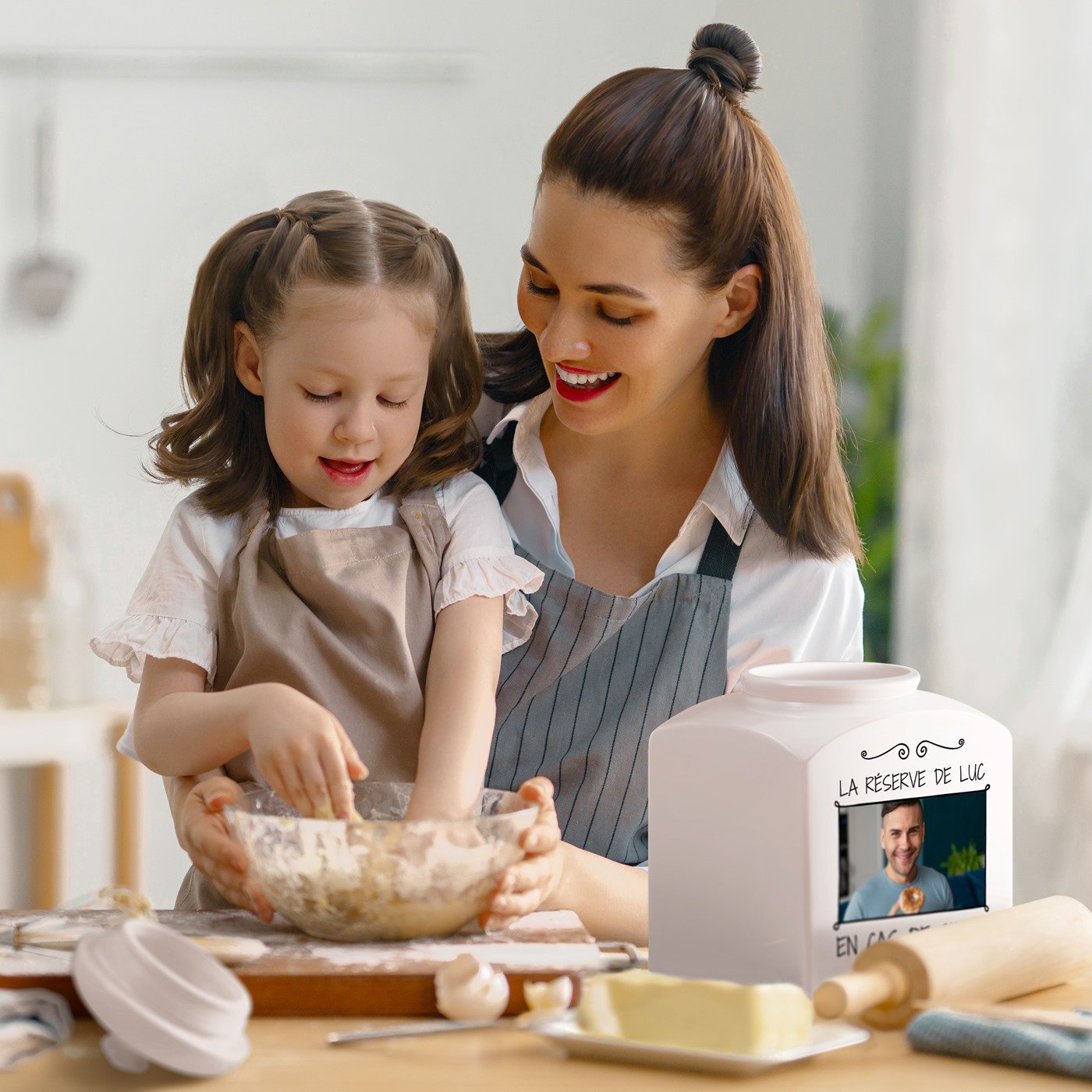 Murrano Ceramic Cookie Jar with Personalized Photo for Men