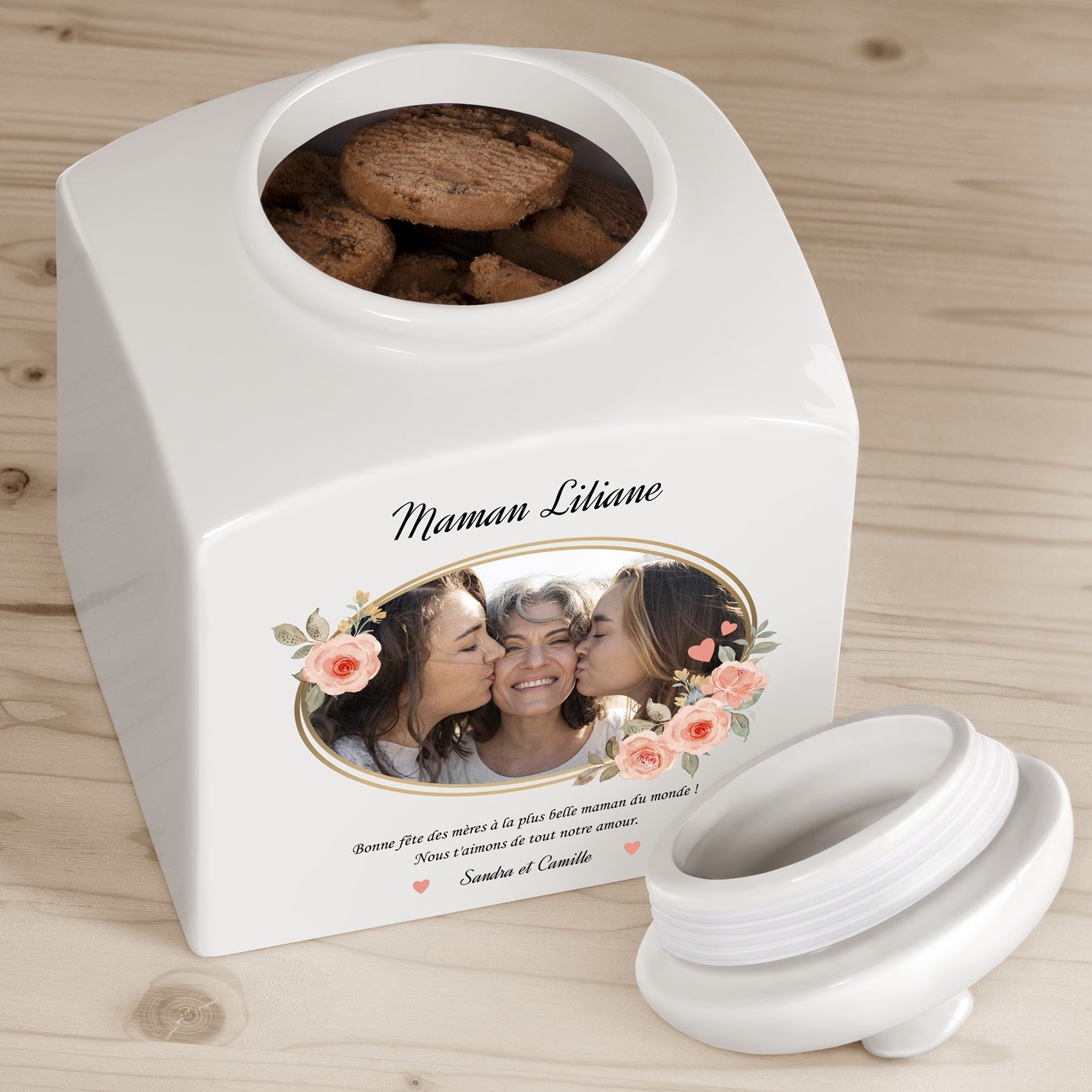 Murrano Ceramic Cookie Jar with Personalized Photo for Mom