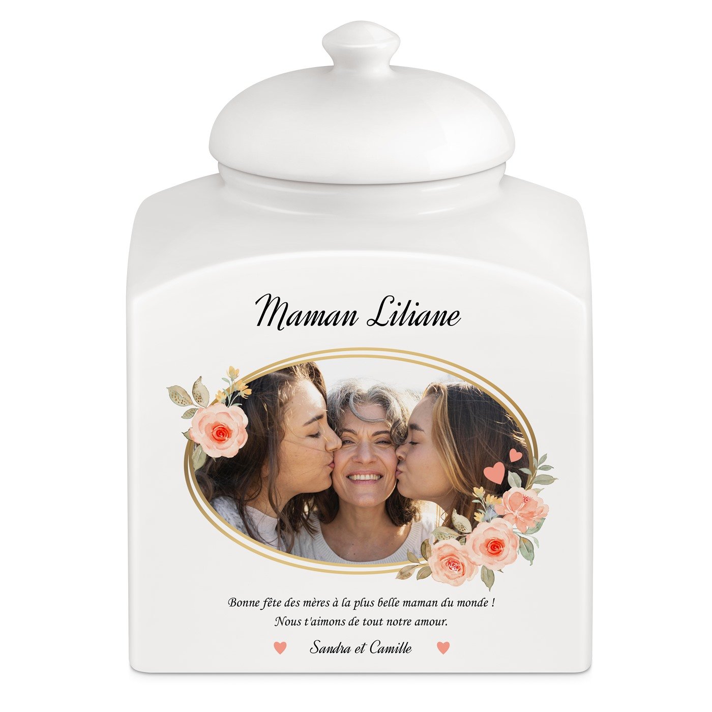 Murrano Ceramic Cookie Jar with Personalized Photo for Mom