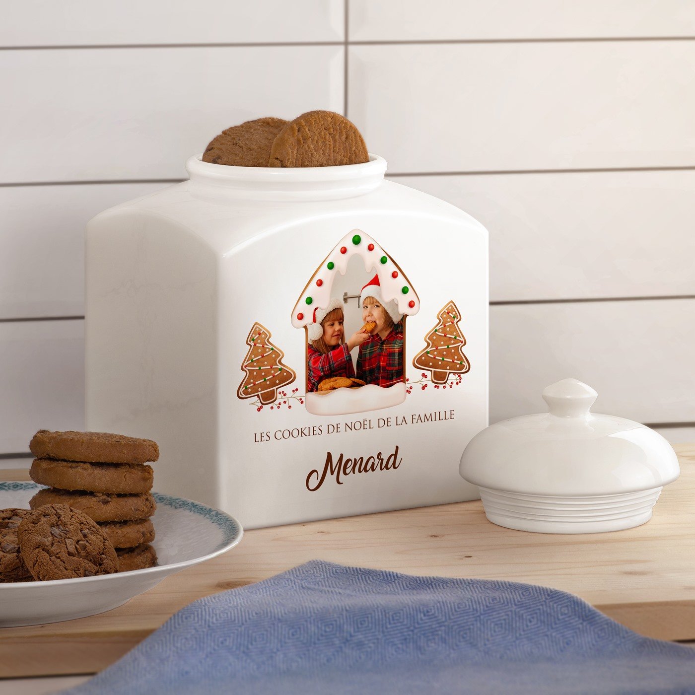 Jarre à biscuits en céramique personnalisée Murrano pour un couple pour Noël