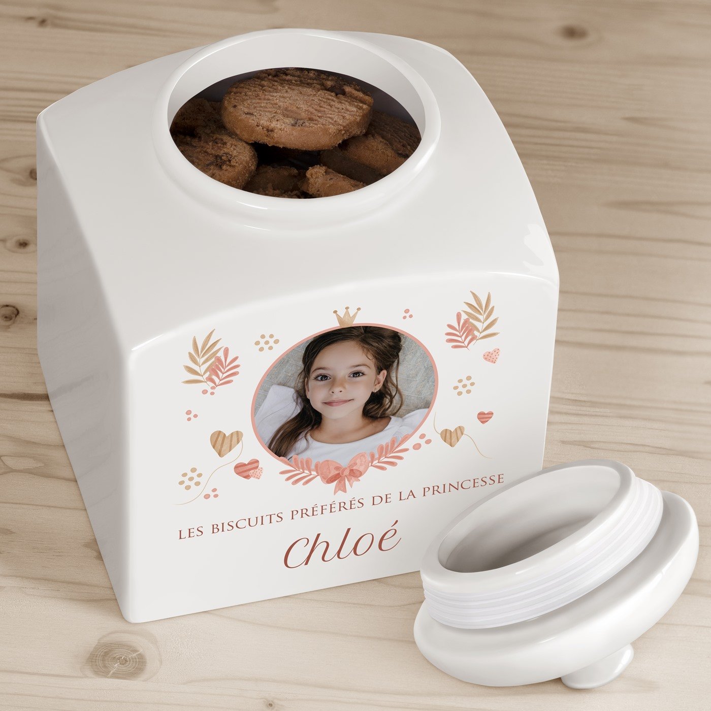 Jarra de galletas cerámica personalizada con foto para una pequeña princesa Murrano