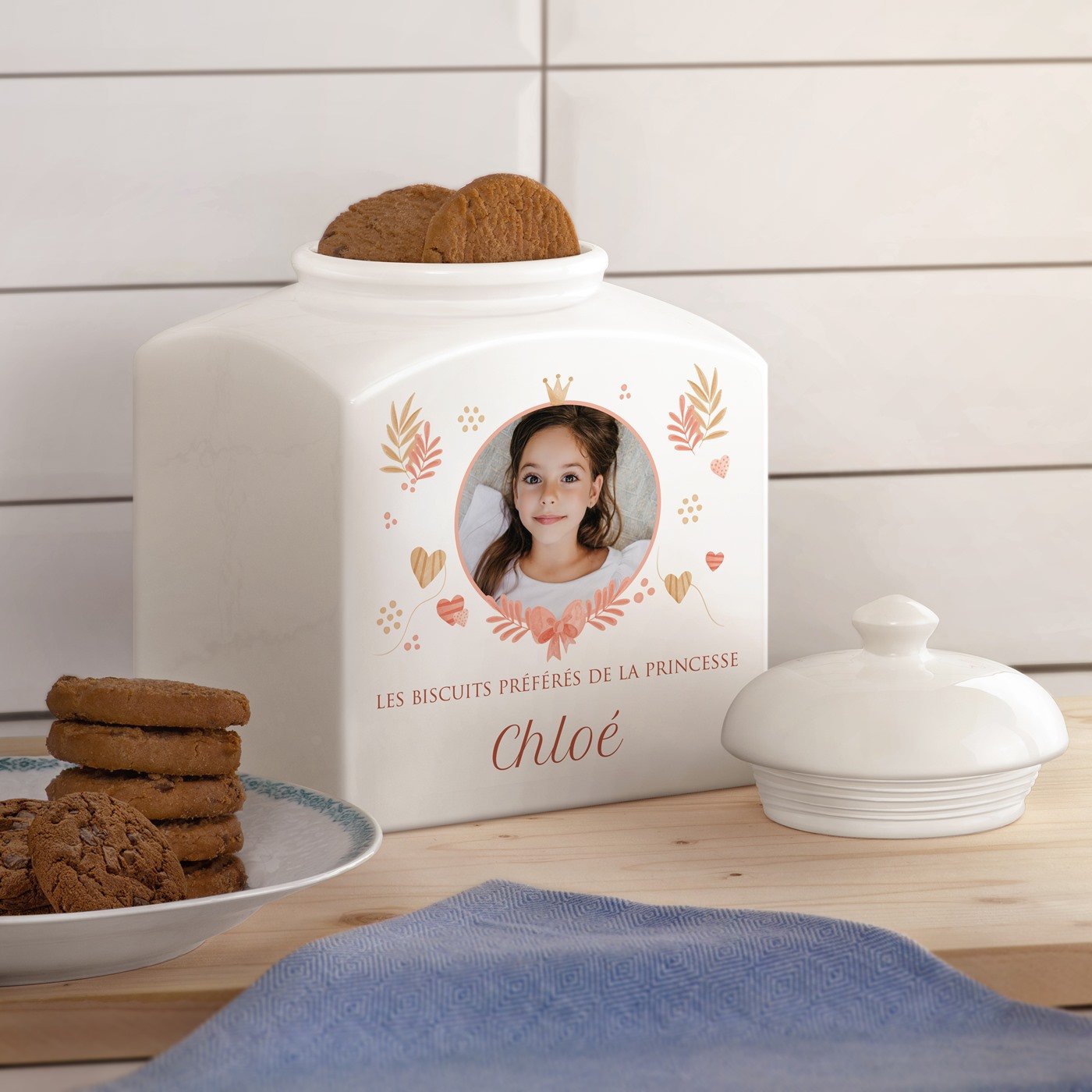 Jarra de galletas cerámica personalizada con foto para una pequeña princesa Murrano