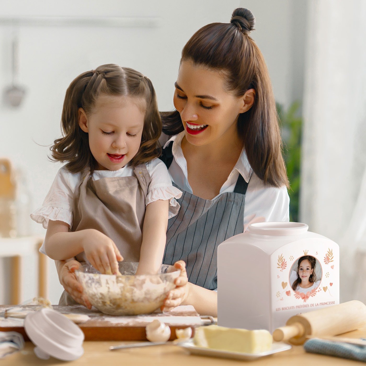 Jarra de galletas cerámica personalizada con foto para una pequeña princesa Murrano