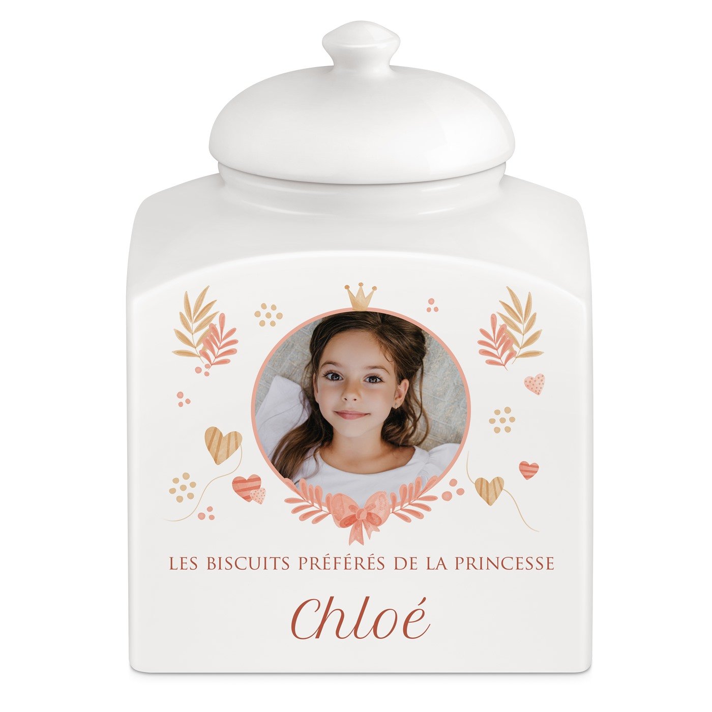 Jarra de galletas cerámica personalizada con foto para una pequeña princesa Murrano