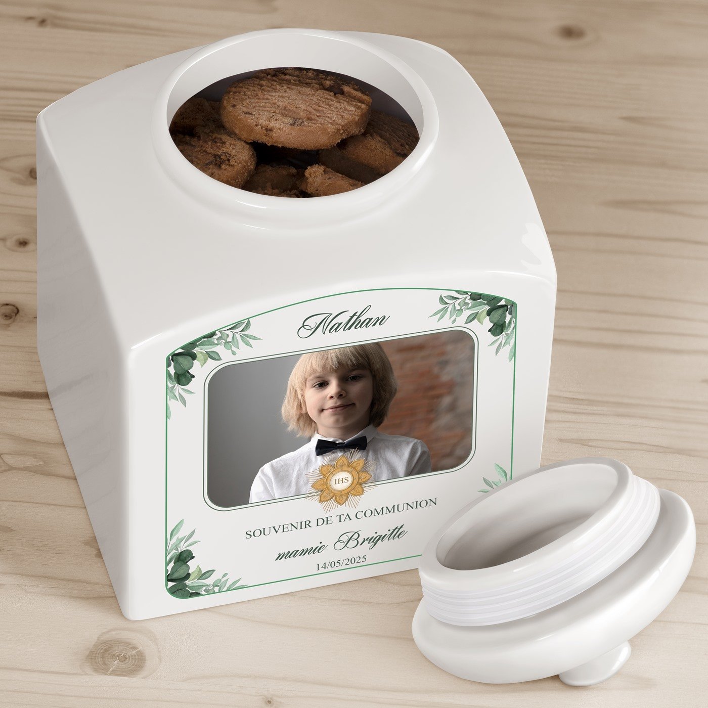 Jarra de galletas personalizada en cerámica Murrano - Comunión