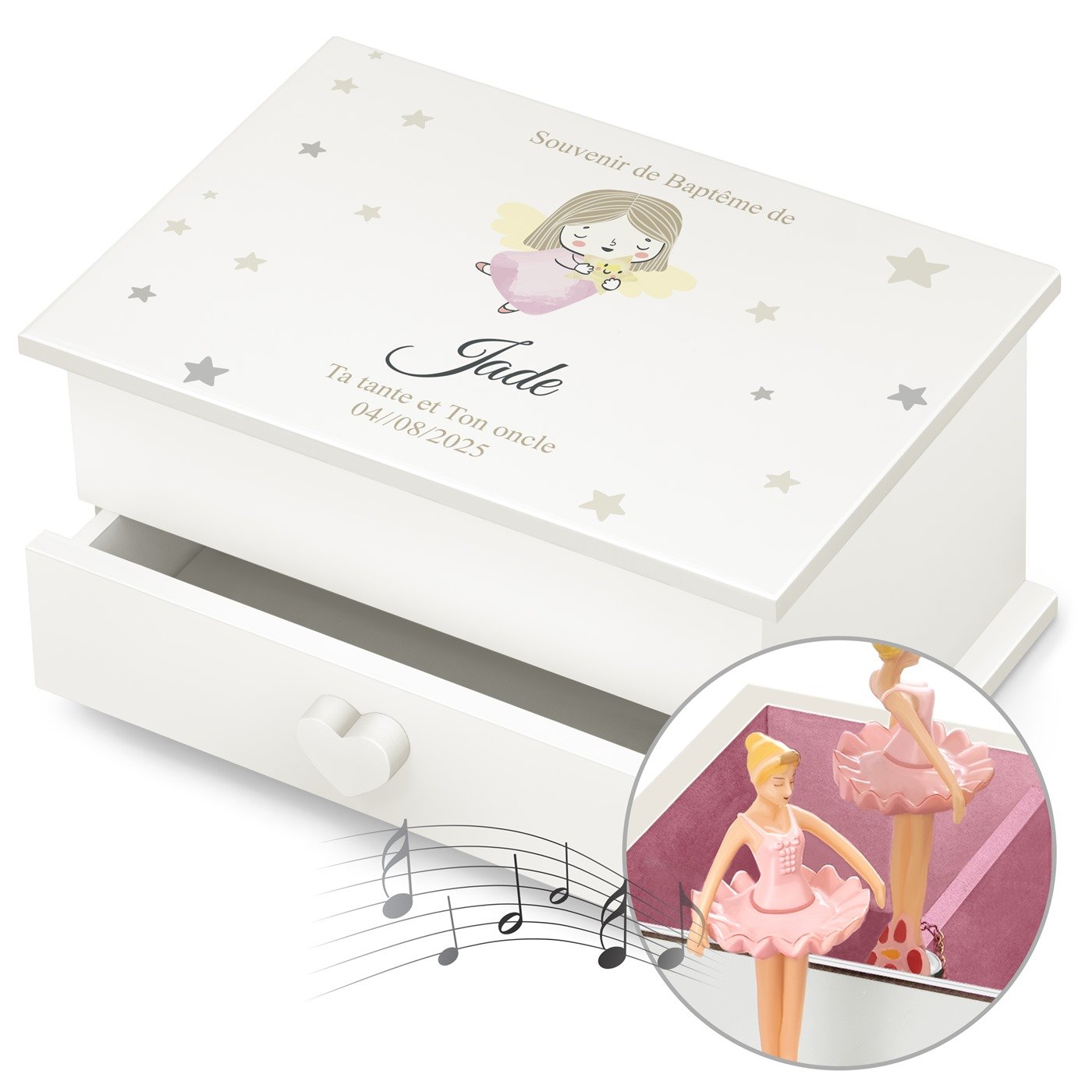Murrano Music Box with Drawer - Personalized for a Niece