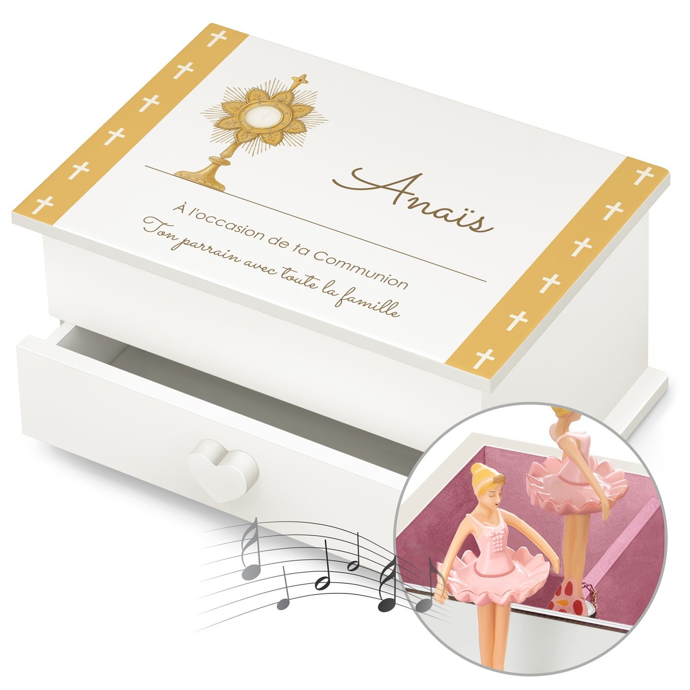 Murrano Customized Musical Jewelry Box for Goddaughter's Communion