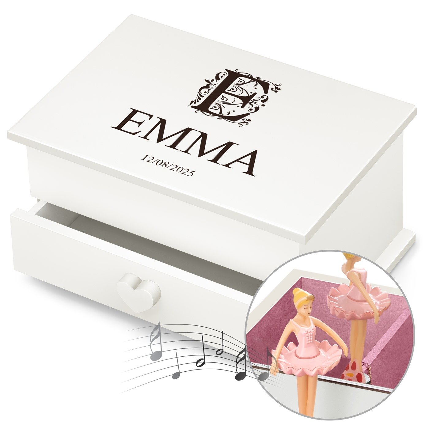 Murrano Music Box with Drawer - Customized for a Niece's Birthday