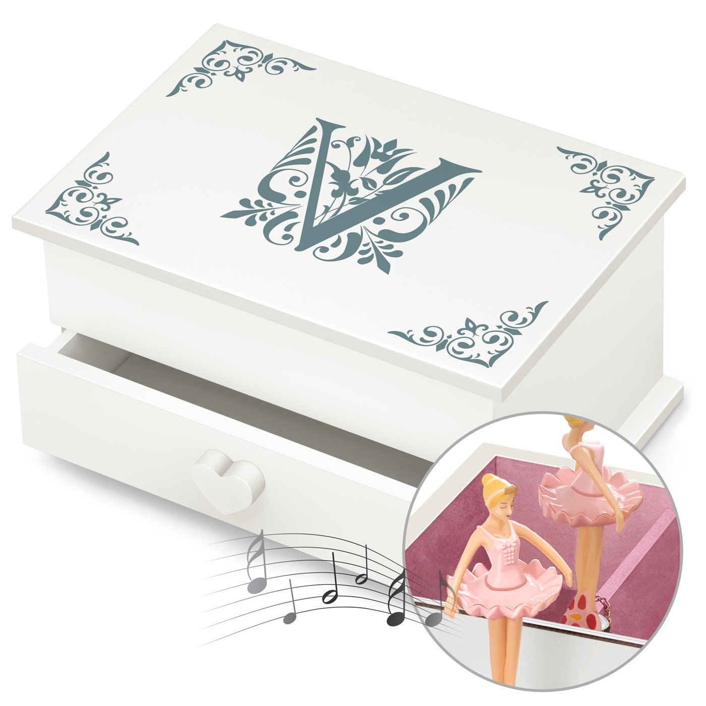 Caja musical Murrano con cajón - Regalo de cumpleaños para hermana