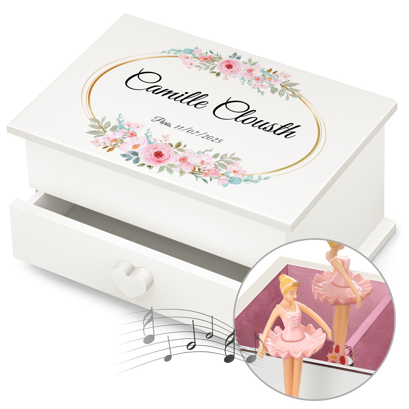 Caja musical personalizada de Murrano para mujer