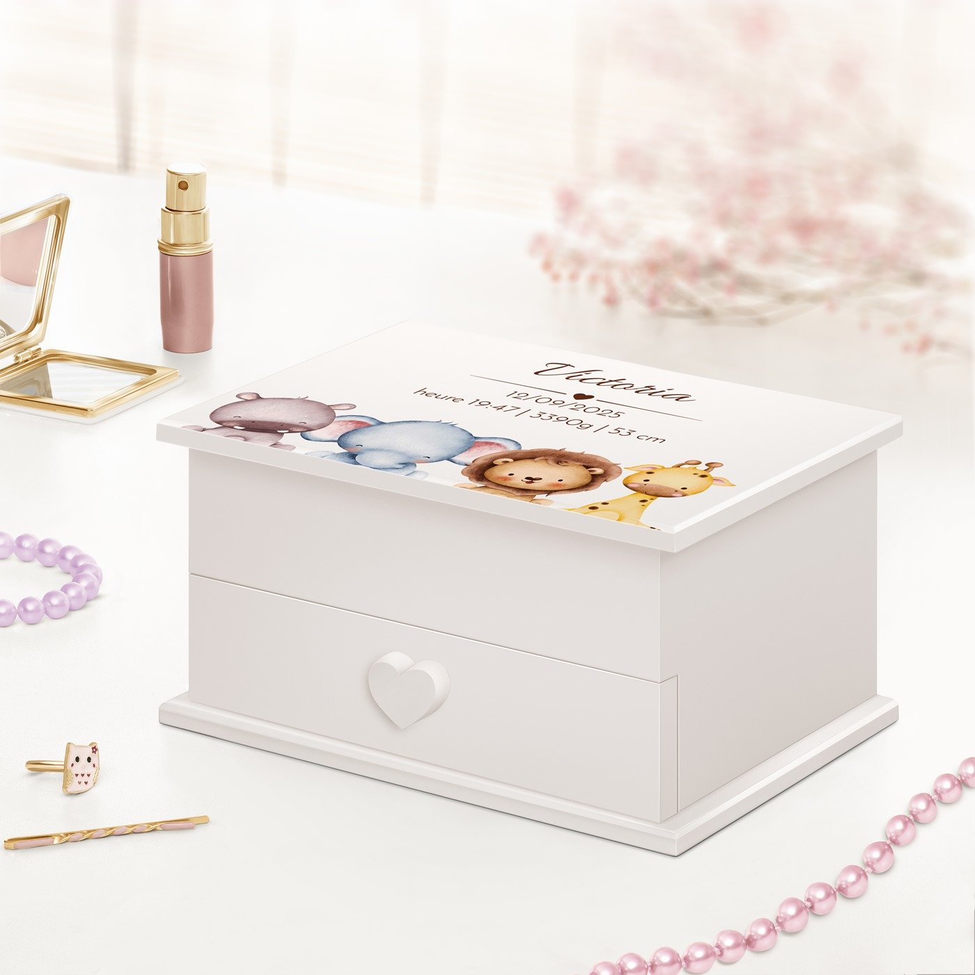 Caja musical Murrano con cajón - Cofre del tesoro personalizado para niña