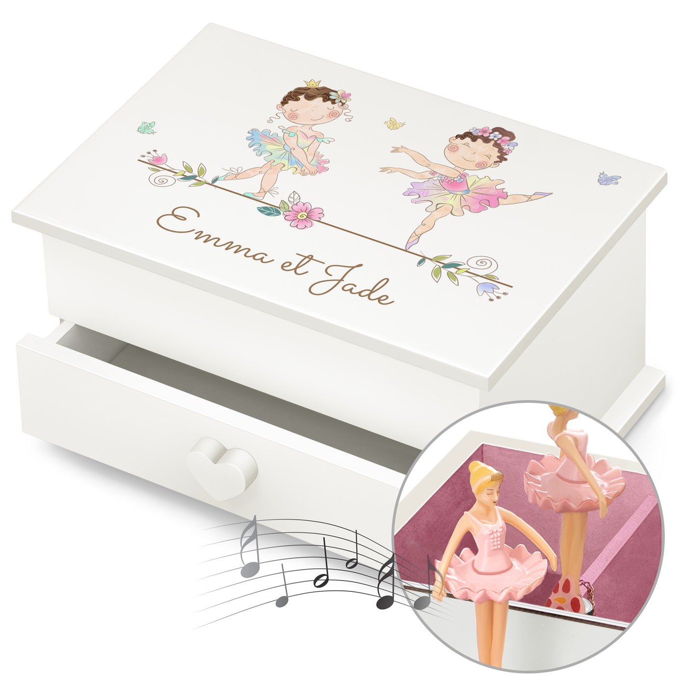 Caja musical personalizada Murrano para gemelas
