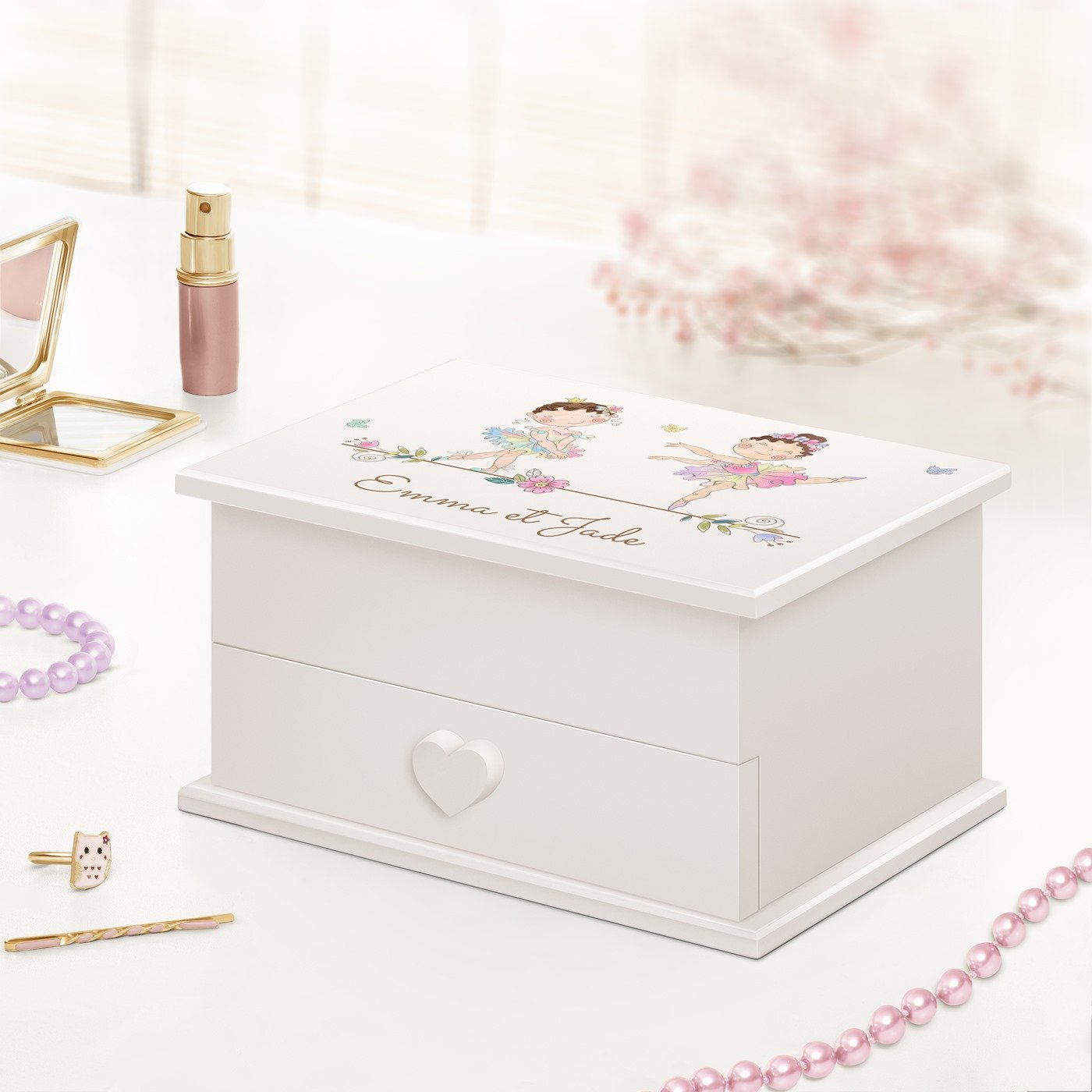 Caja musical personalizada Murrano para gemelas