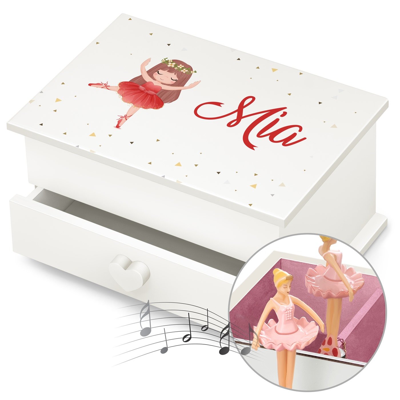 Caja musical personalizada Murrano para niñas pequeñas