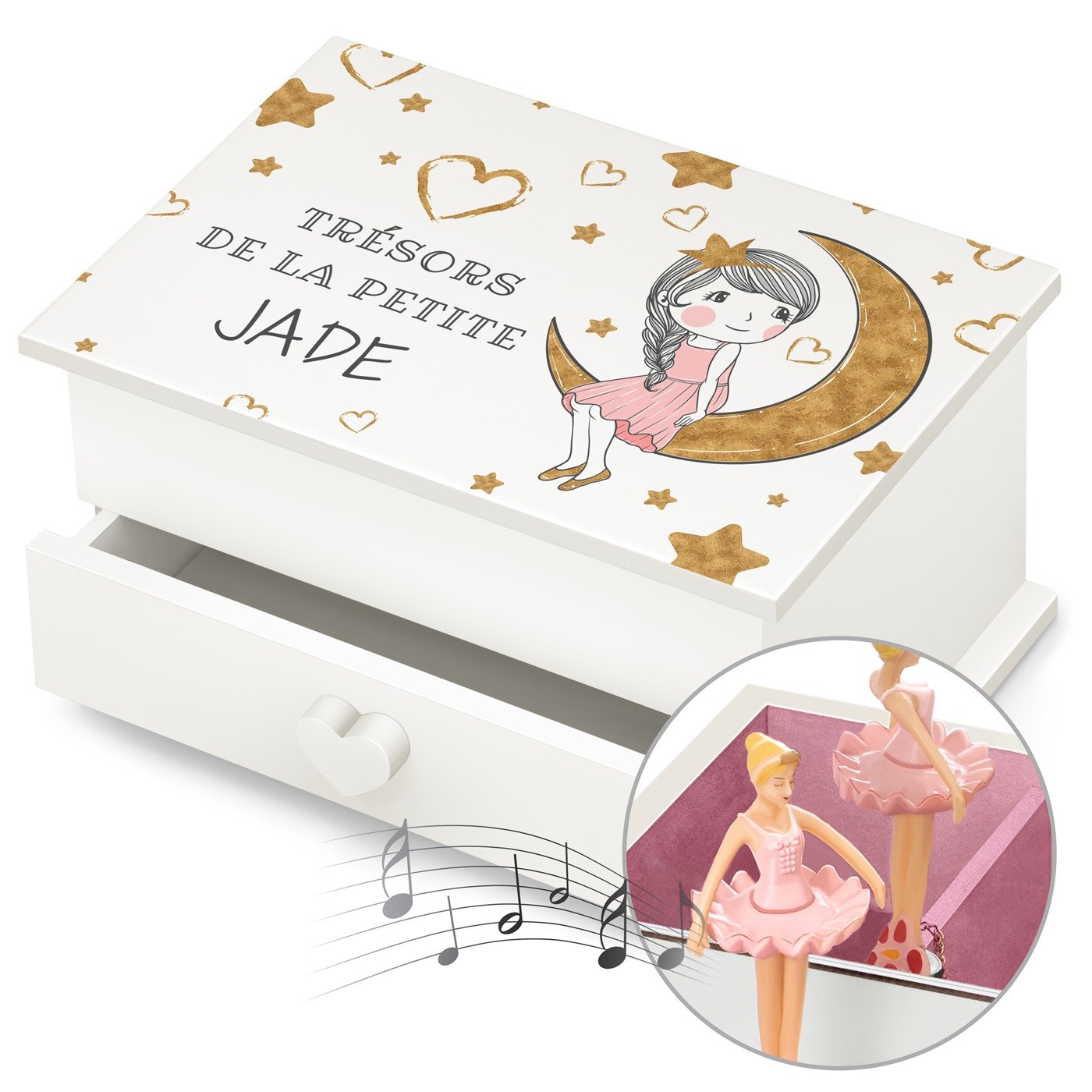 Murrano Music Box with Drawer for Girl's Birthday