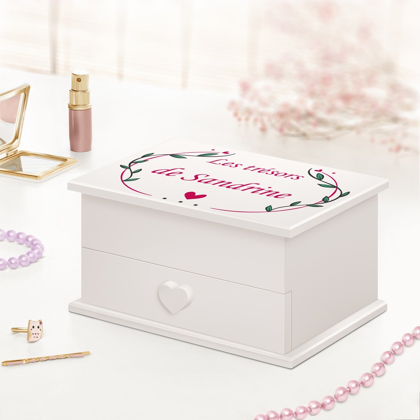Murrano Personalized Music Box - Jewelry Box with Drawer for Mom's Birthday