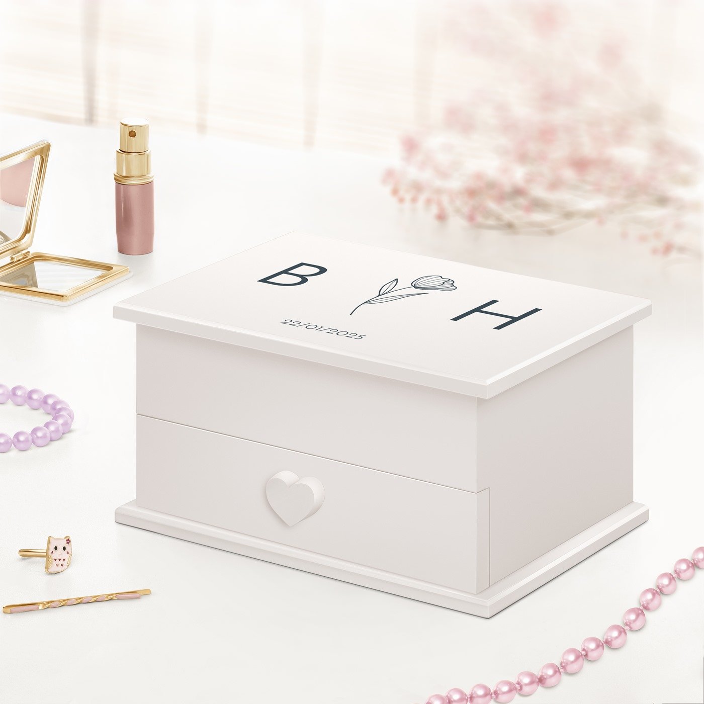 Caja musical Murrano con cajón - Regalo personalizado para la pareja aniversario de boda