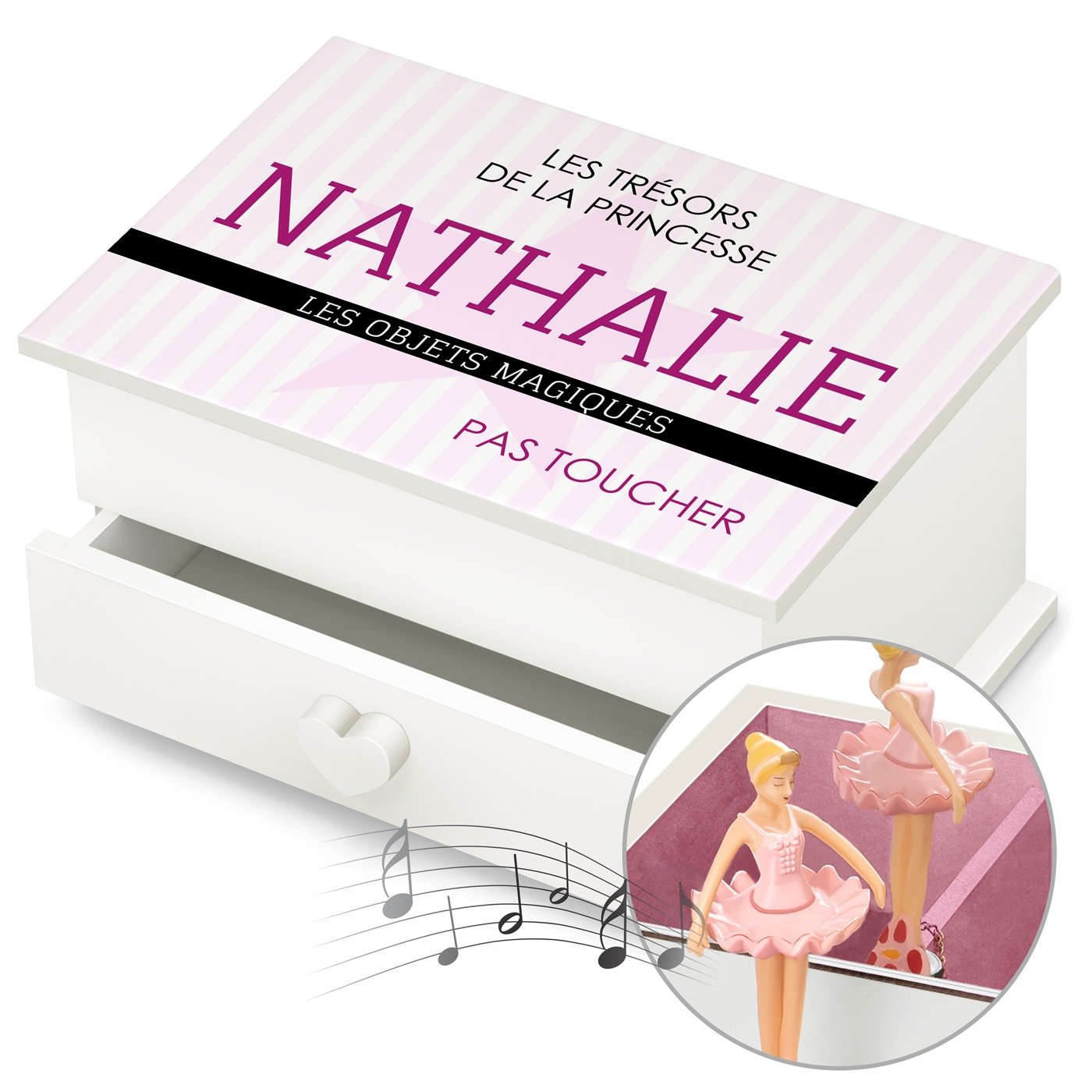 Caja musical Murrano con cajón - Regalo personalizado para hermana