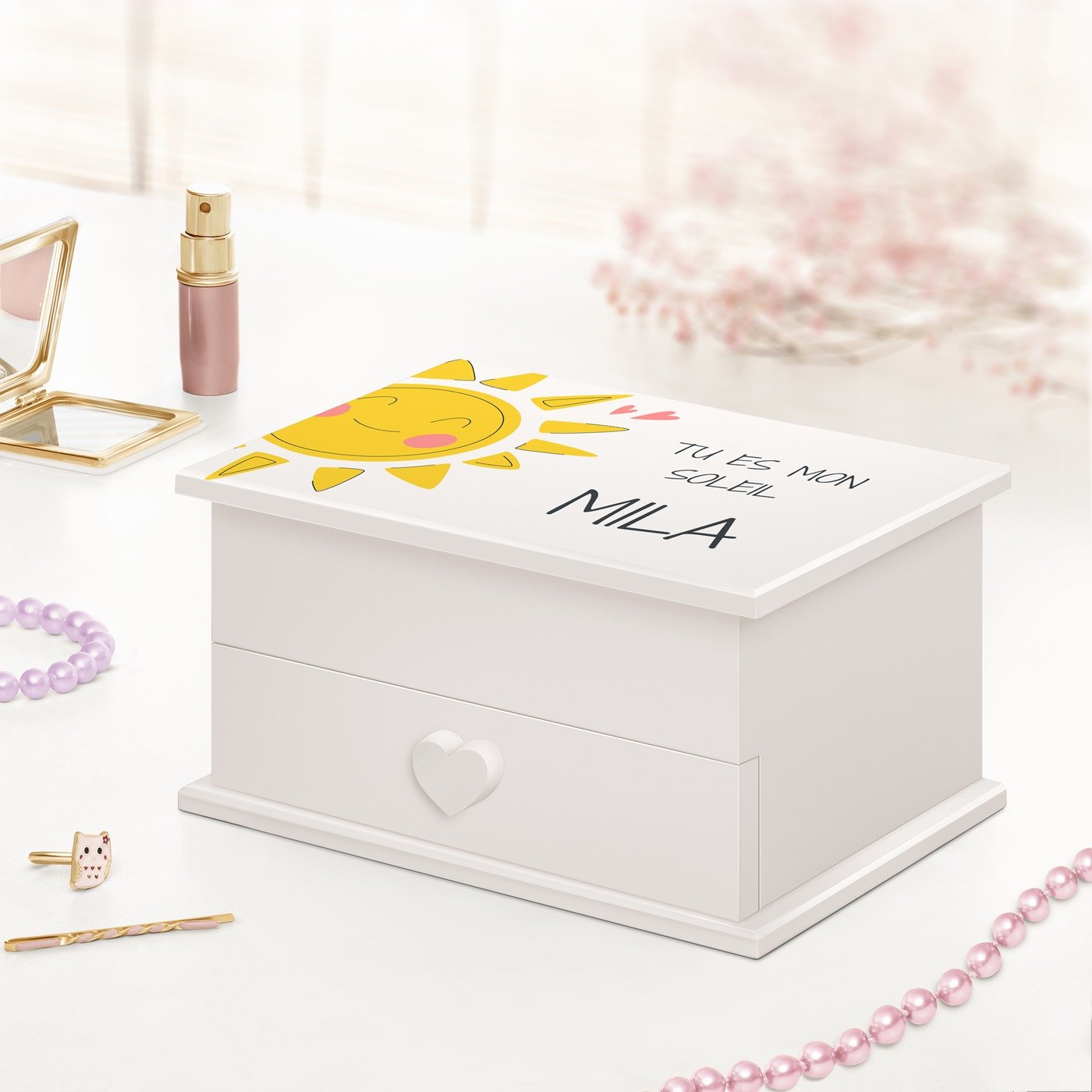 Caja musical Murrano con cajón - Tesoro personalizado para niña