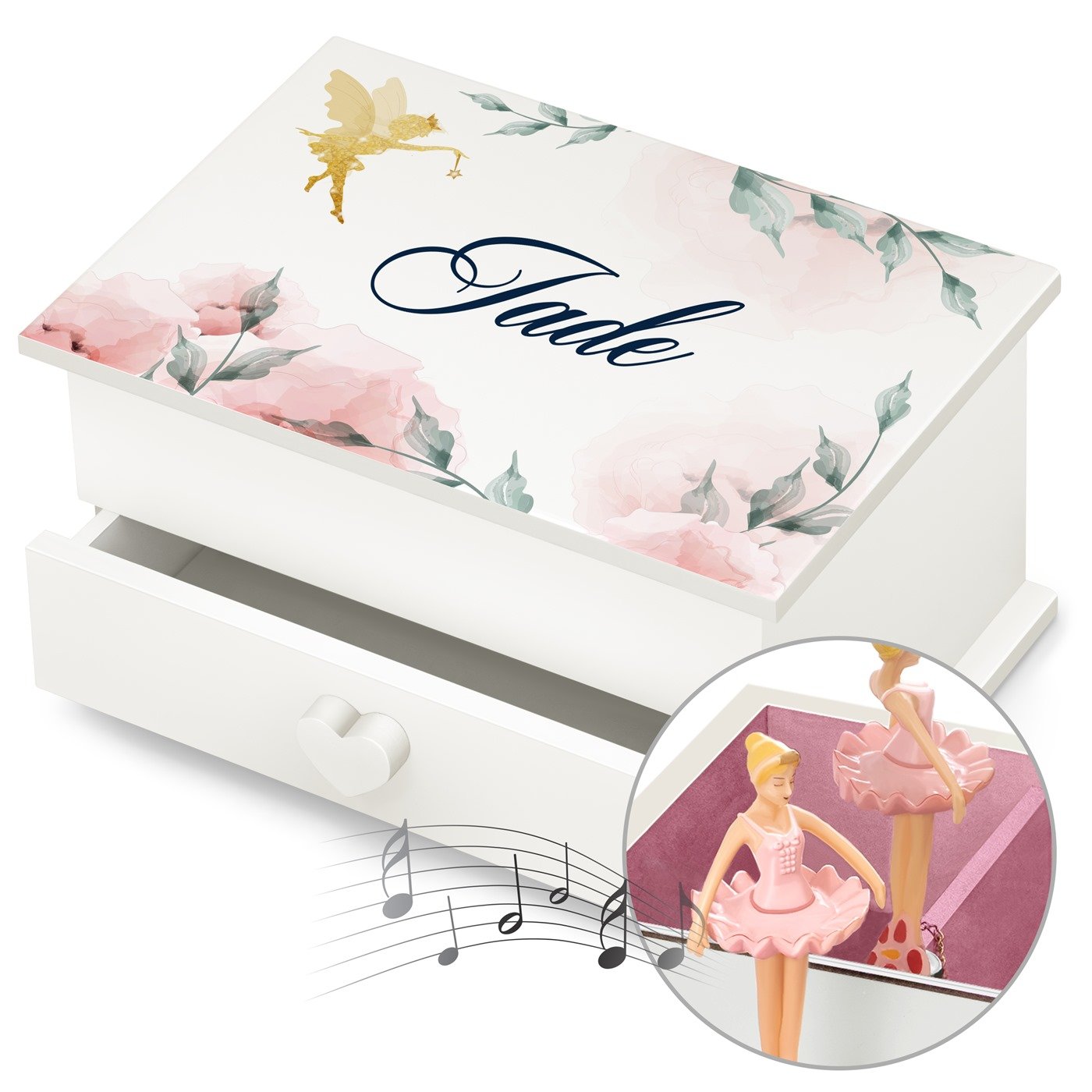 Caja musical Murrano con cajón - Regalo de cumpleaños personalizado para una amiga