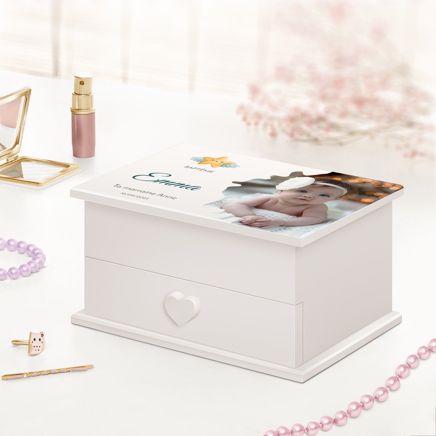 Murrano Personalized Jewelry Box for Goddaughter