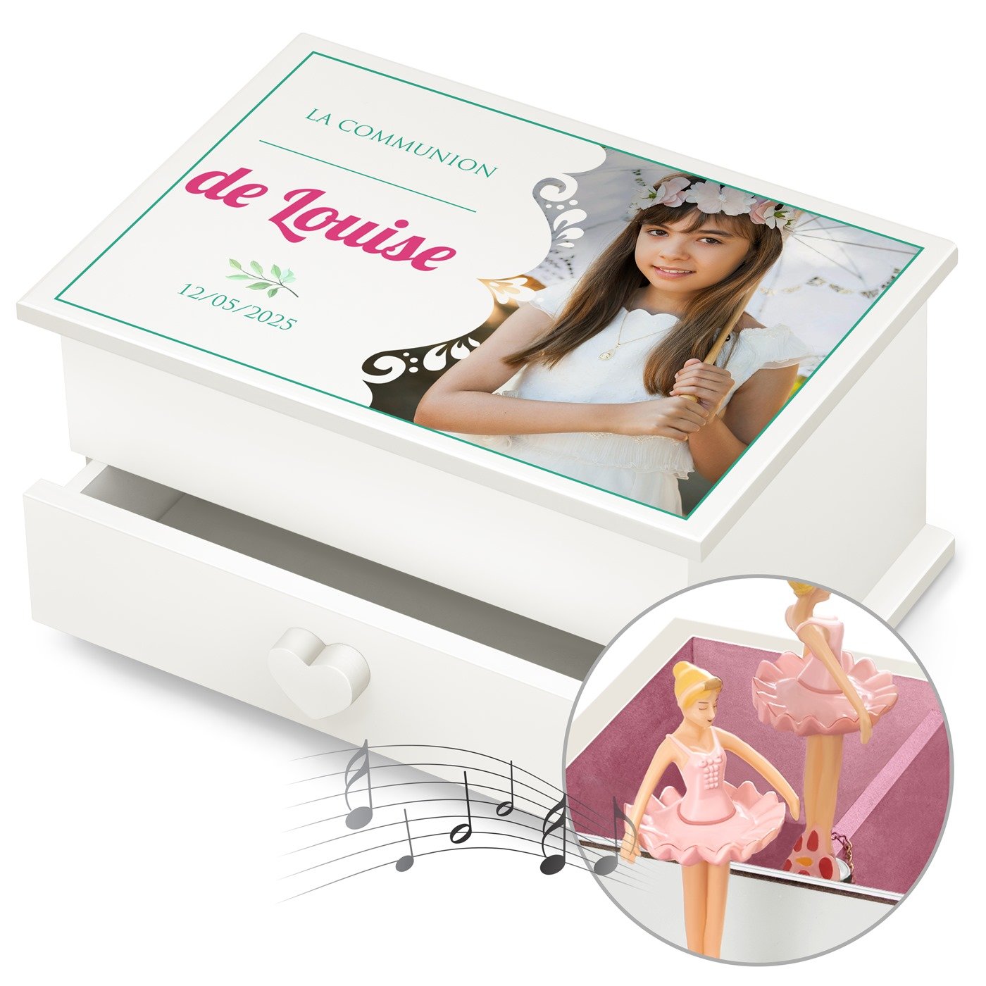 Murrano Music Box - Personalized Jewelry Box for Girls' Communion
