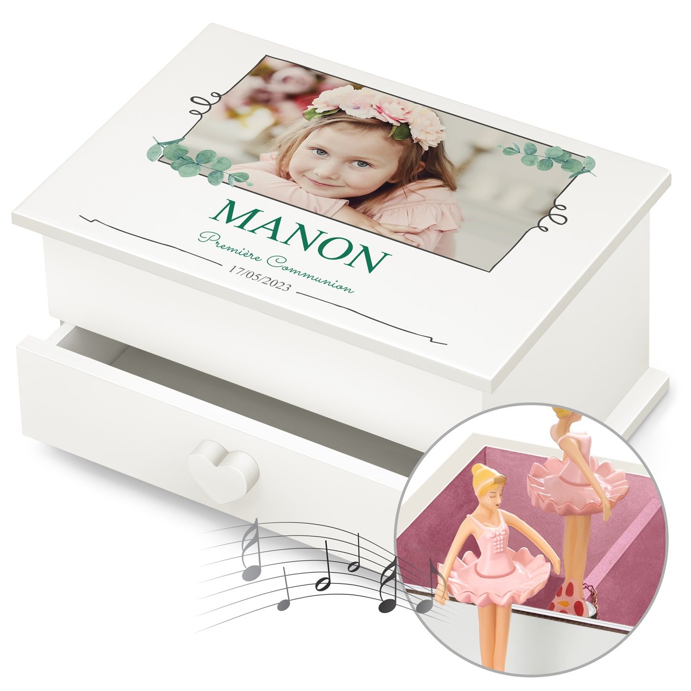 Murrano Personalized Jewelry Box for Girl's First Communion