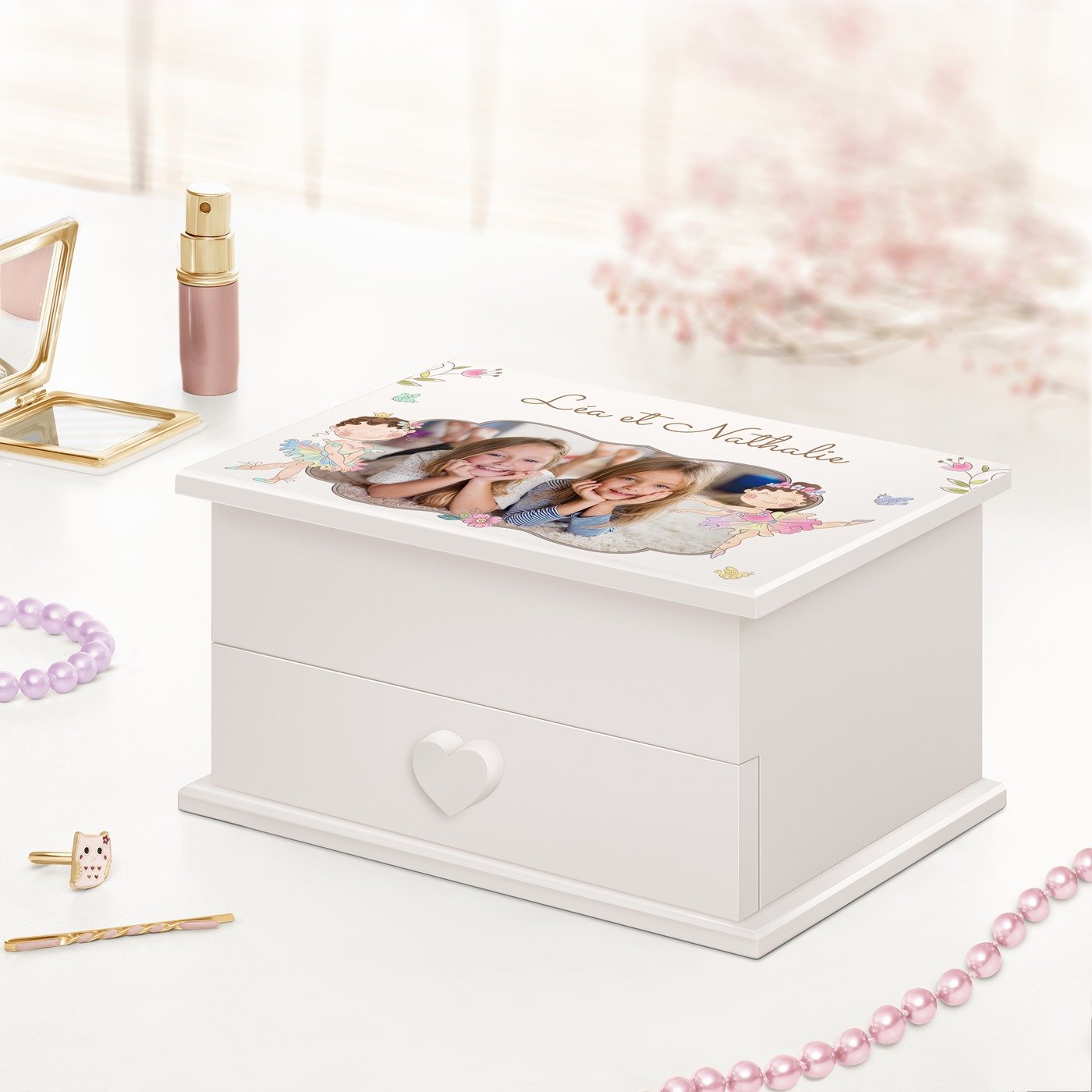 Murrano Personalized Jewelry Box for Twins