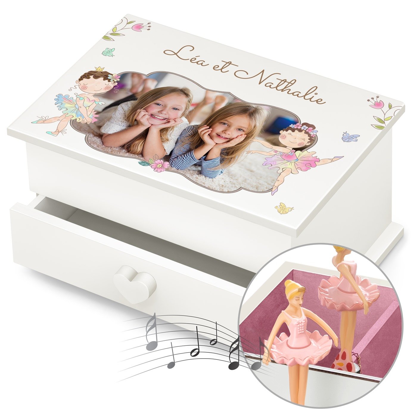 Murrano Personalized Jewelry Box for Twins