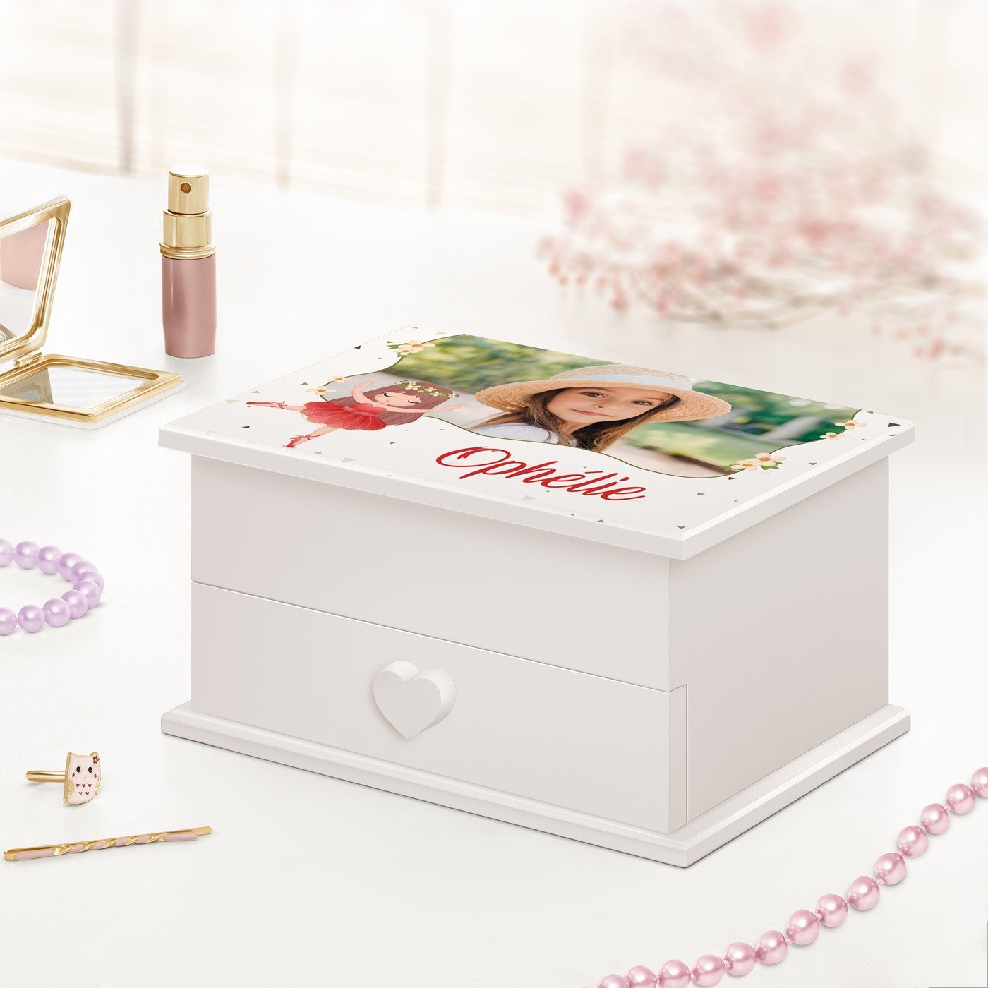 Murrano Jewelry Box with Personalized Photo for Girl's Birthday or Christmas