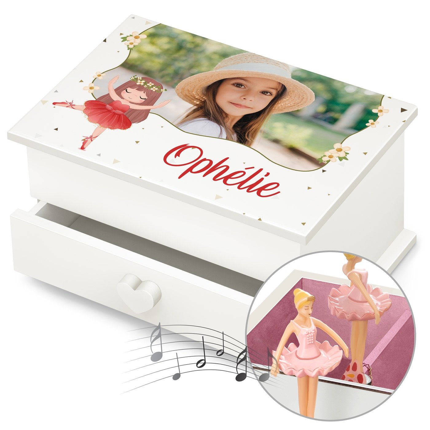 Murrano Jewelry Box with Personalized Photo for Girl's Birthday or Christmas