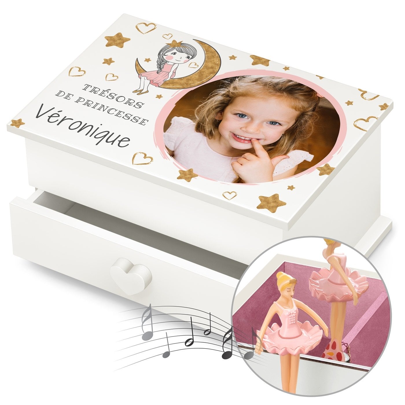 Murrano Music Box Jewelry Box with Custom Photo for Niece's Birthday