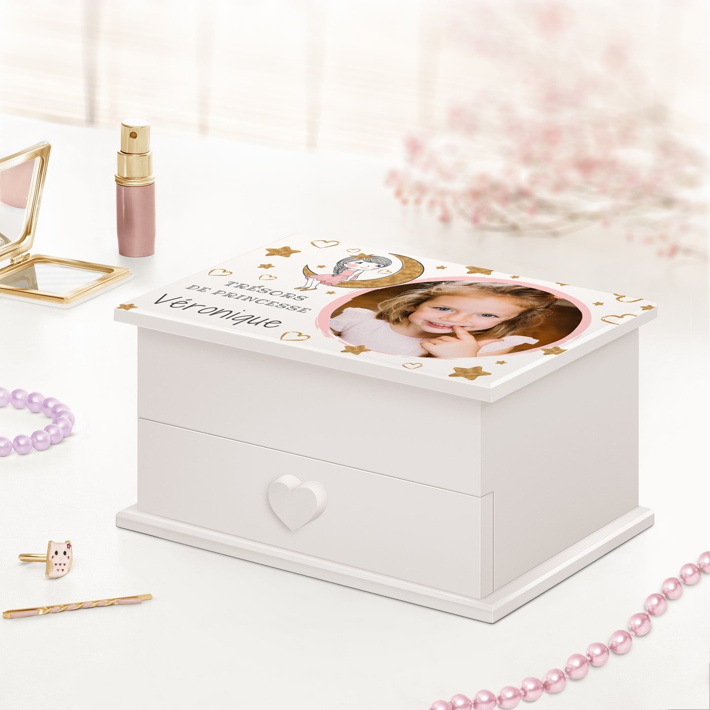 Murrano Music Box Jewelry Box with Custom Photo for Niece's Birthday