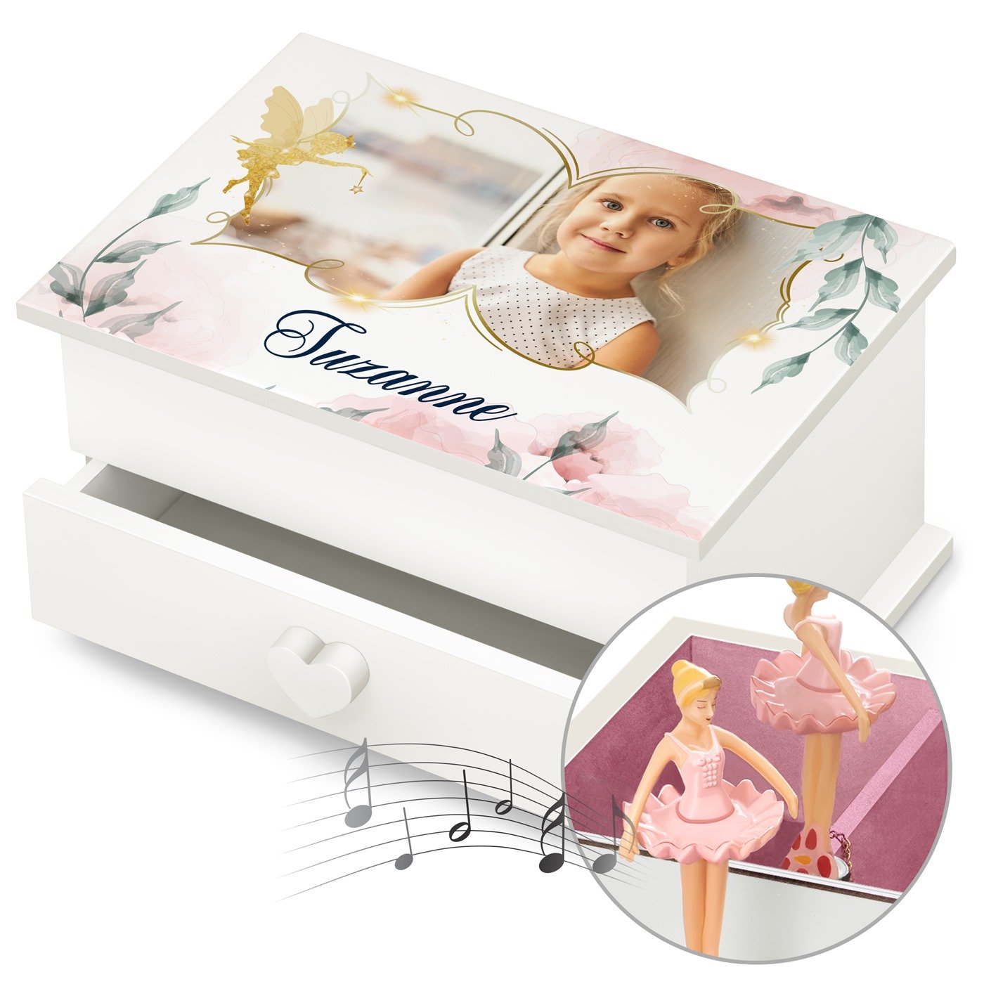 Murrano Music Box - Personalized Jewelry Box for a Goddaughter's Birthday or Communion