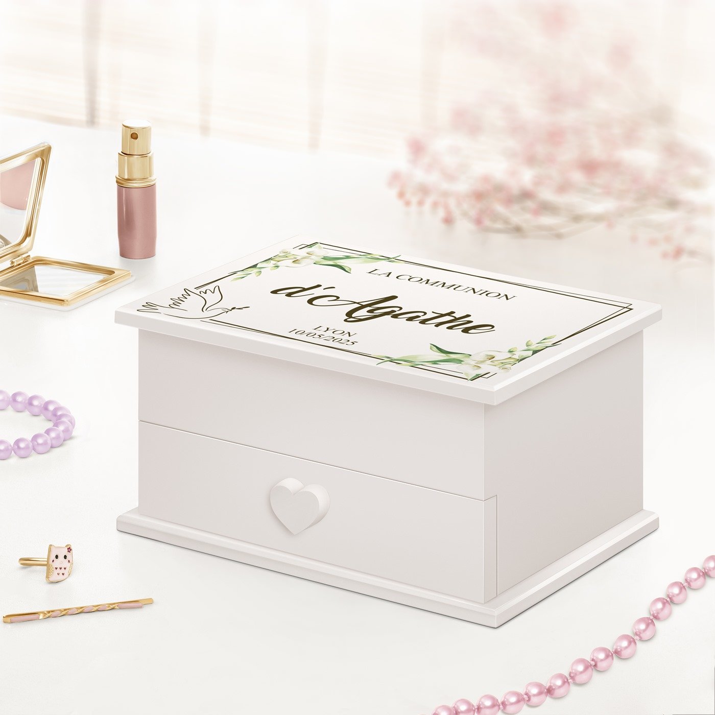 Murrano Music Jewelry Box with Custom Drawer for Niece